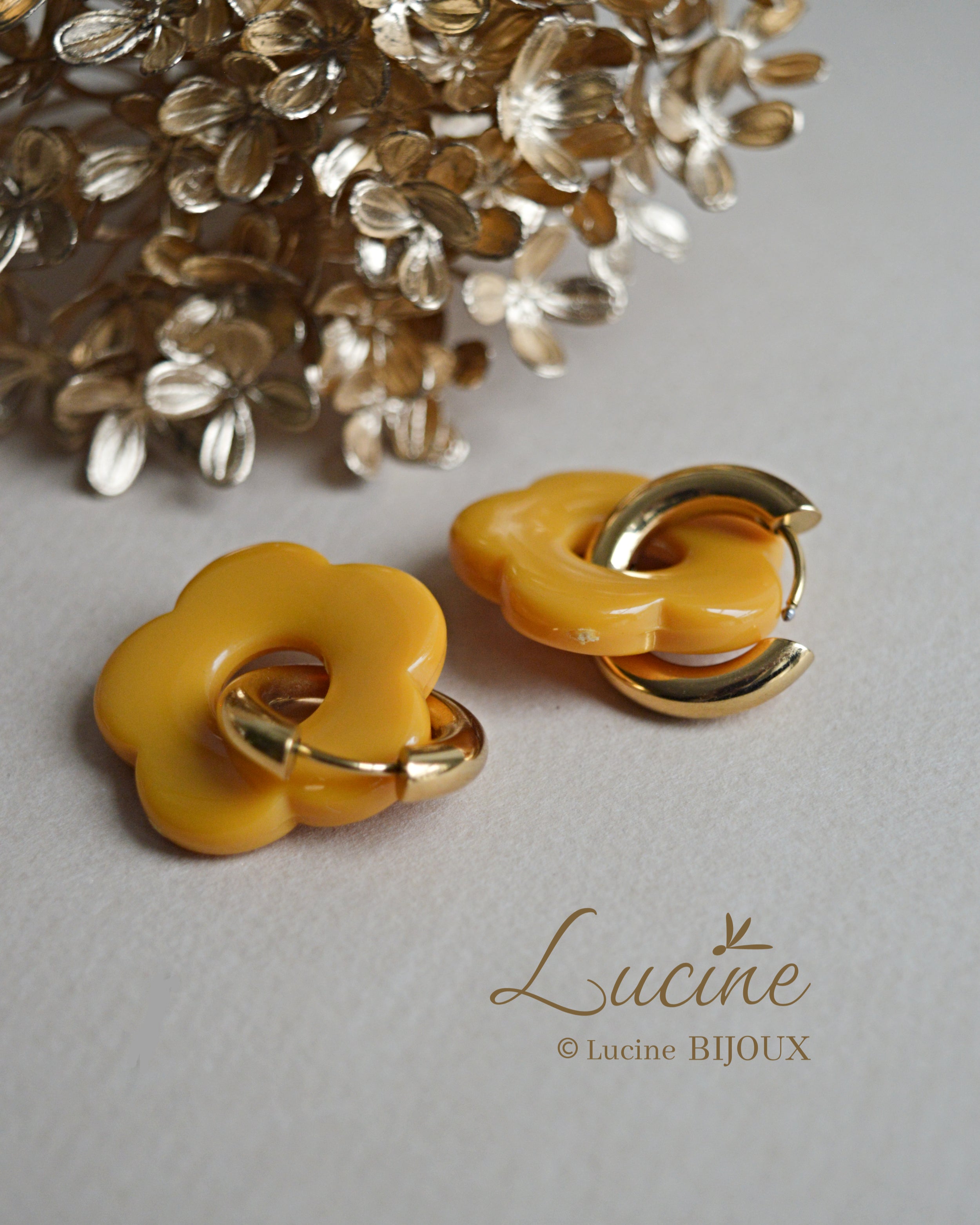 Boucles d'oreilles Constance - moutarde