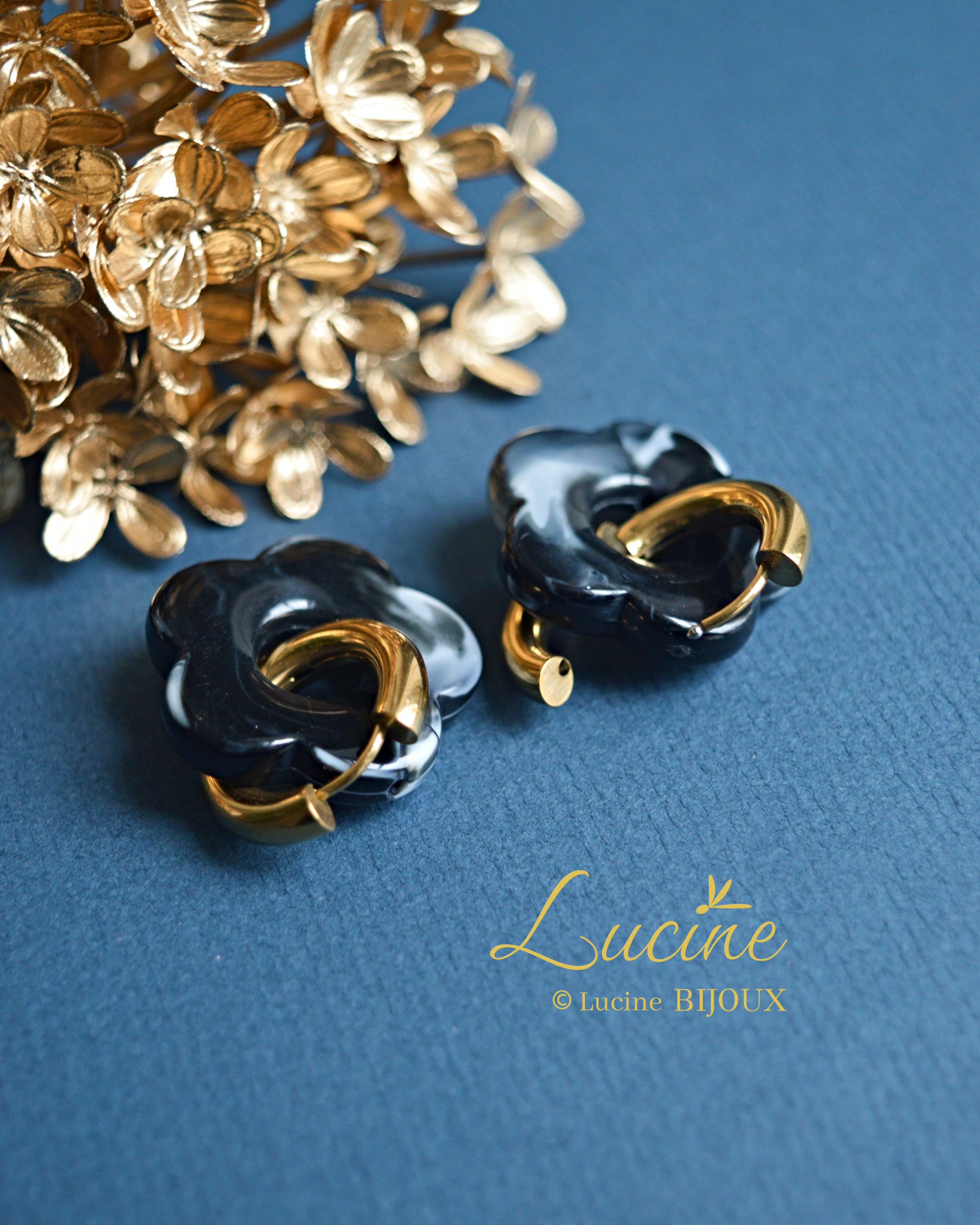 Boucles d'oreilles Constance - noires