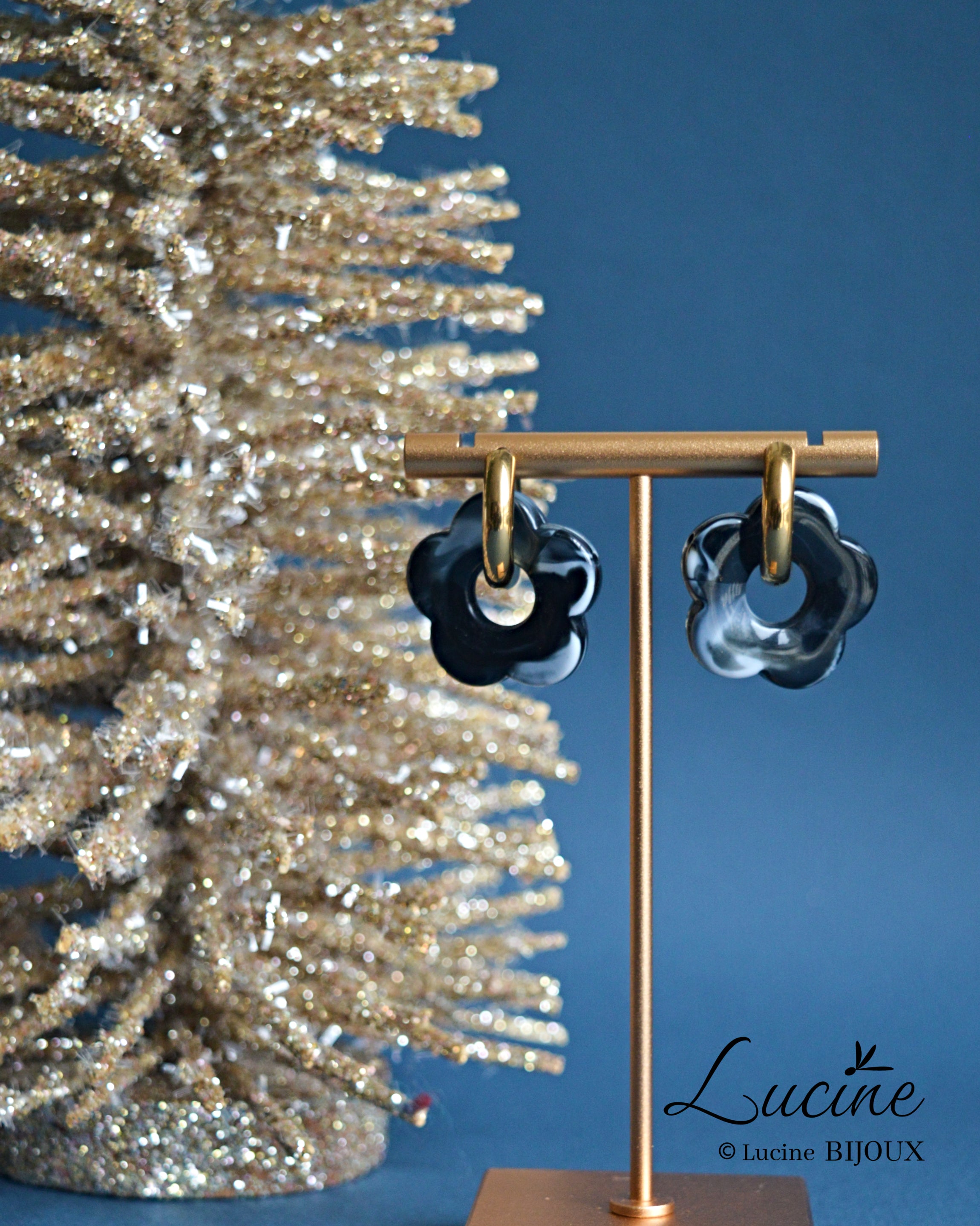 Boucles d'oreilles Constance - noires