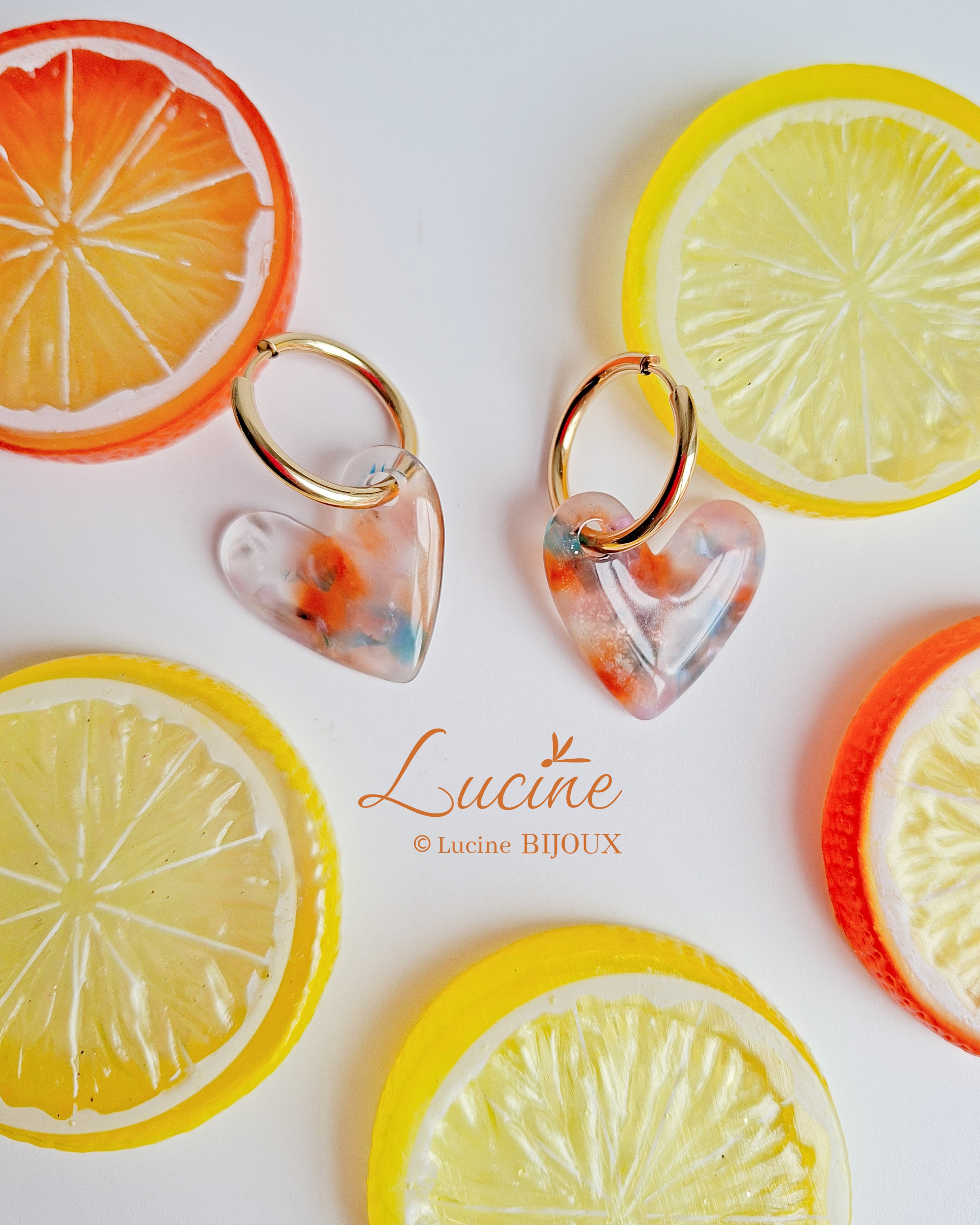 Boucles d'oreilles Constance cœur - multicolores