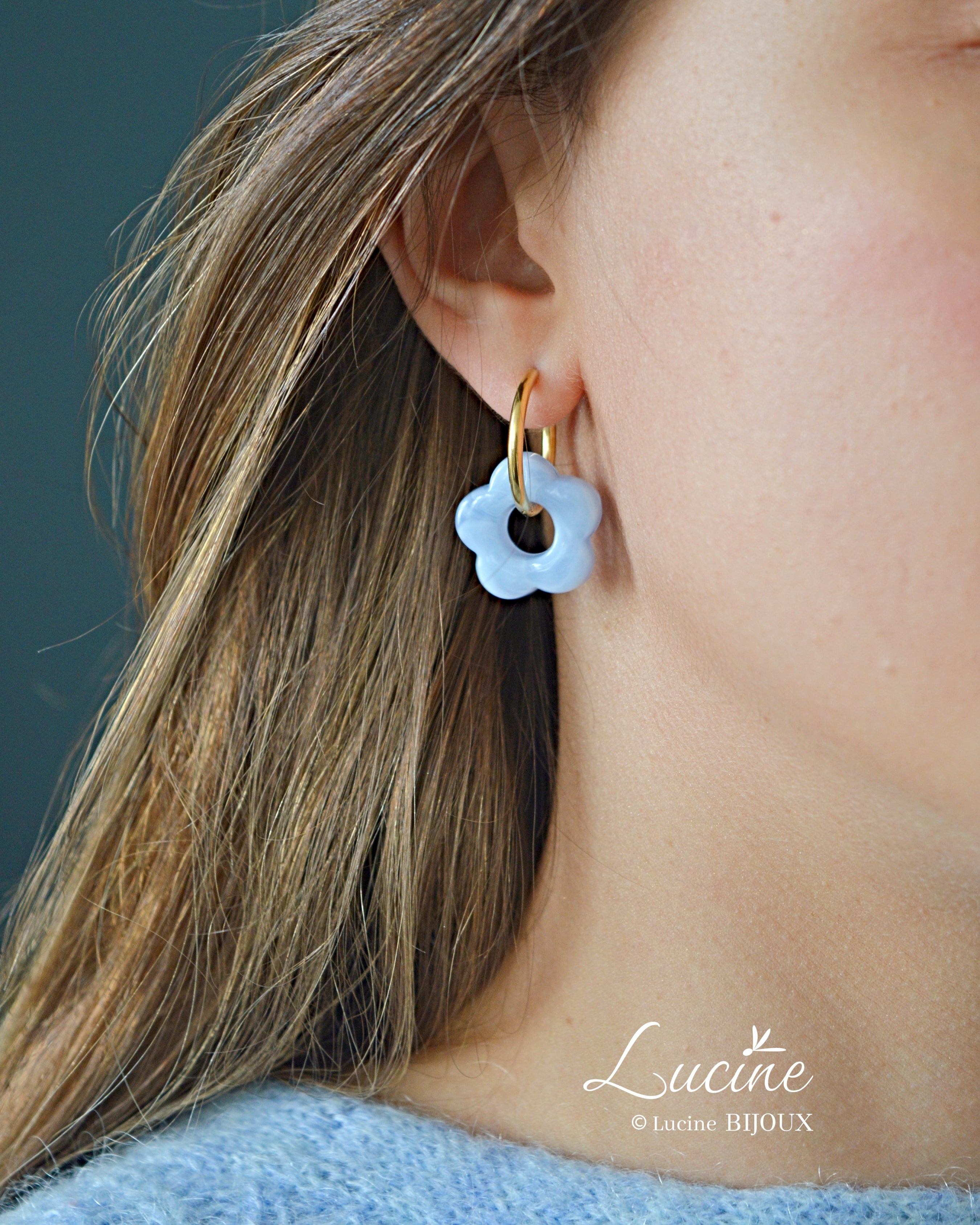 Boucles d'oreilles Constance mini - bleu ciel