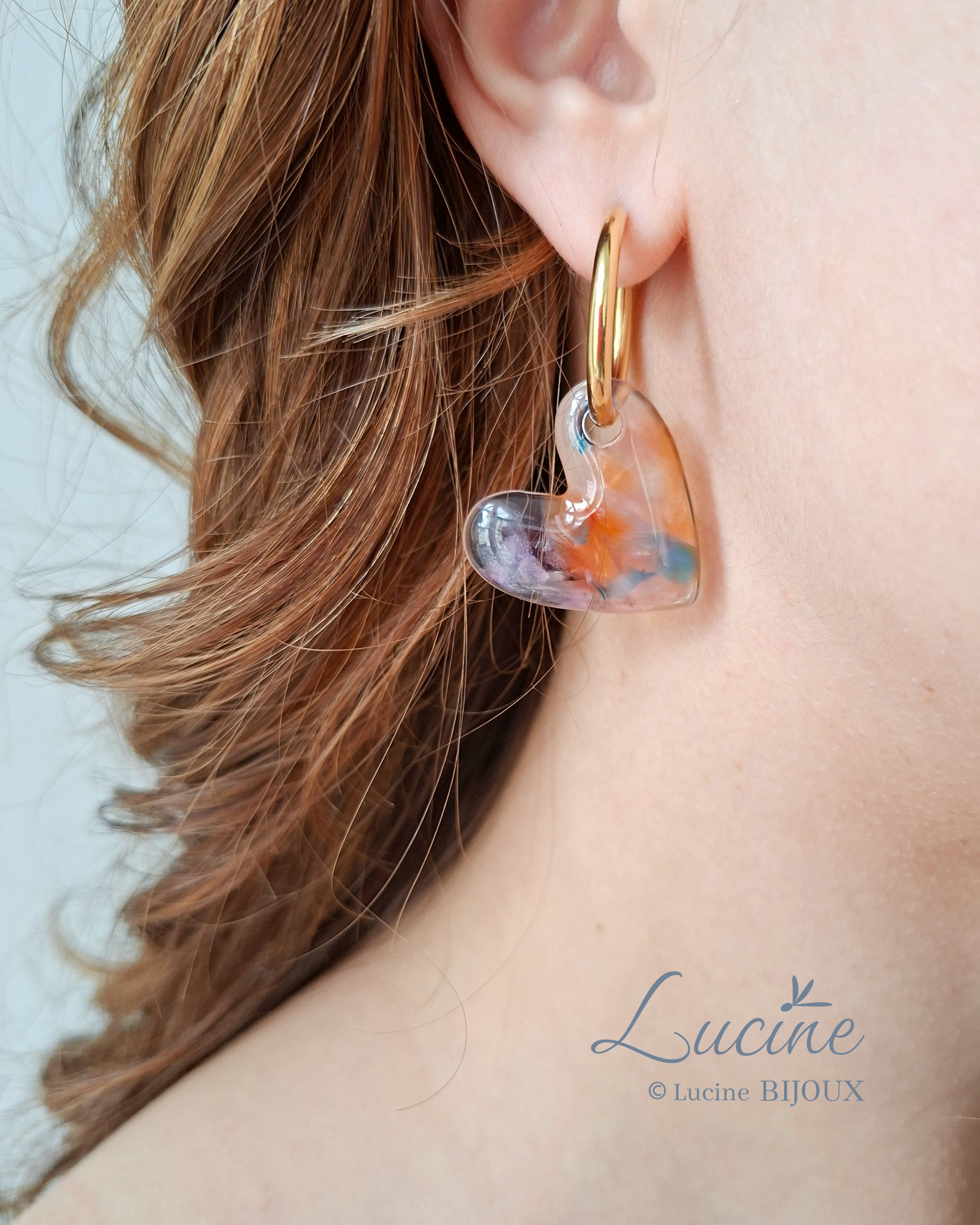 Boucles d'oreilles Constance cœur - multicolores