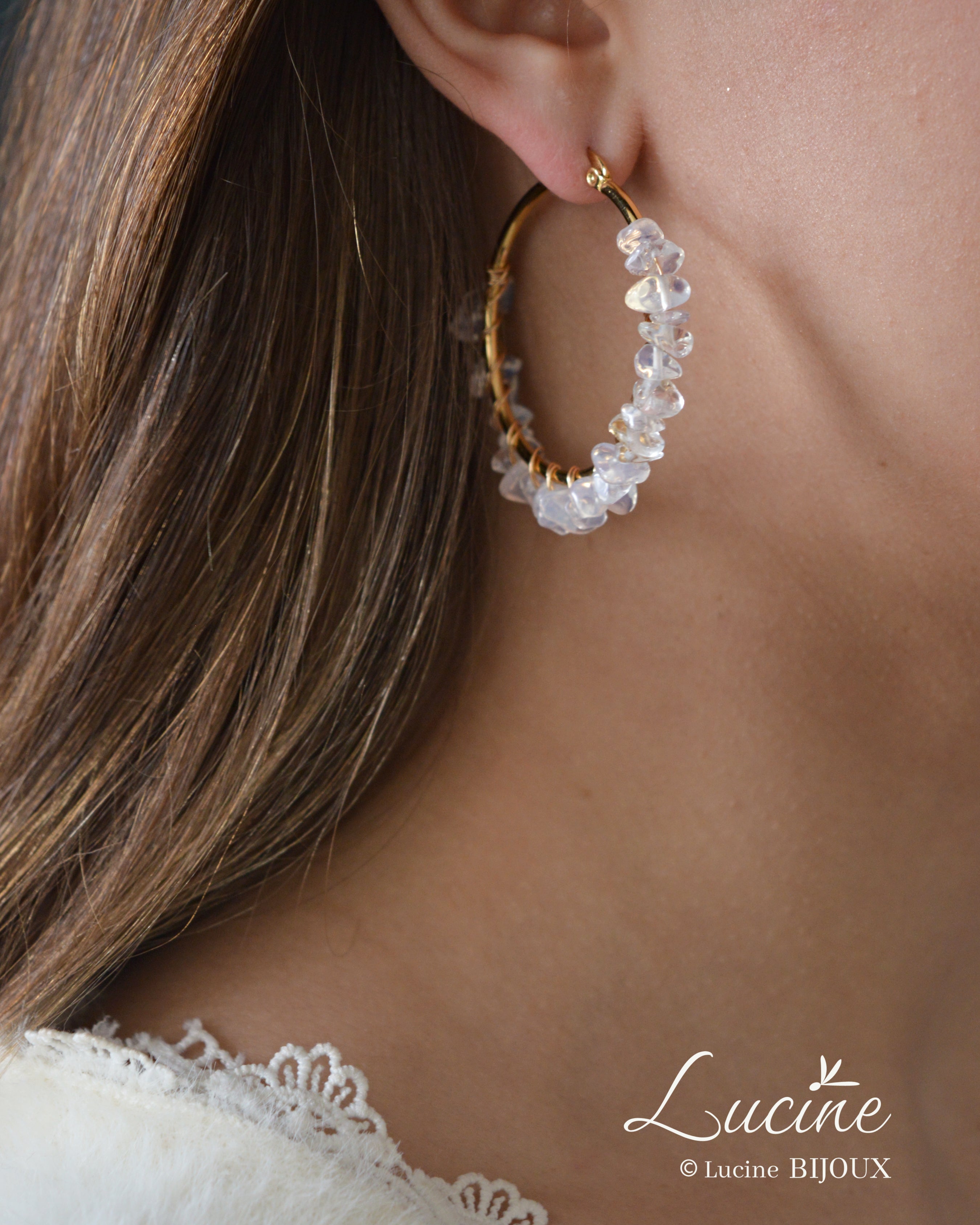 Boucles d’oreilles Aude blanches