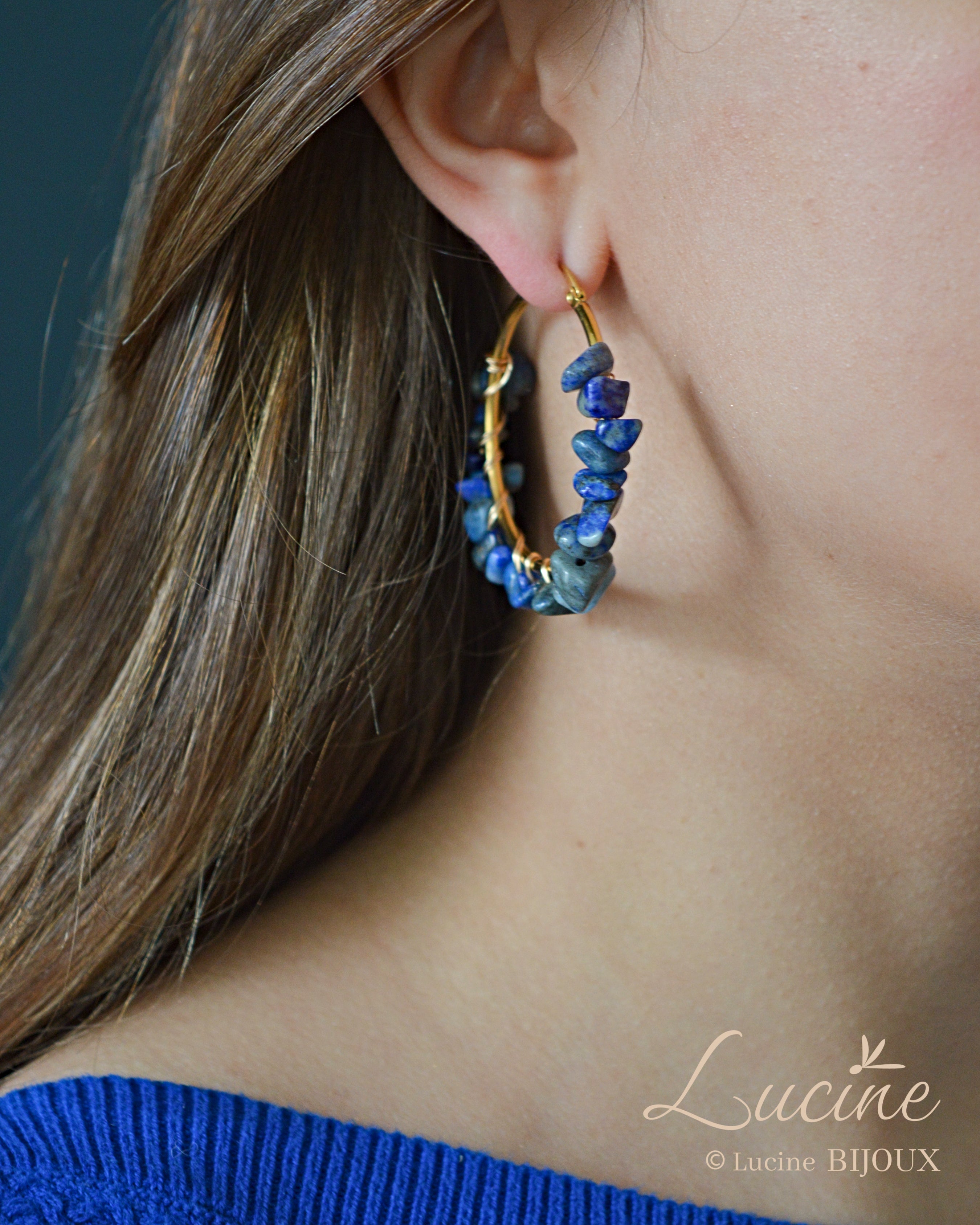 Boucles d’oreilles Aude bleues