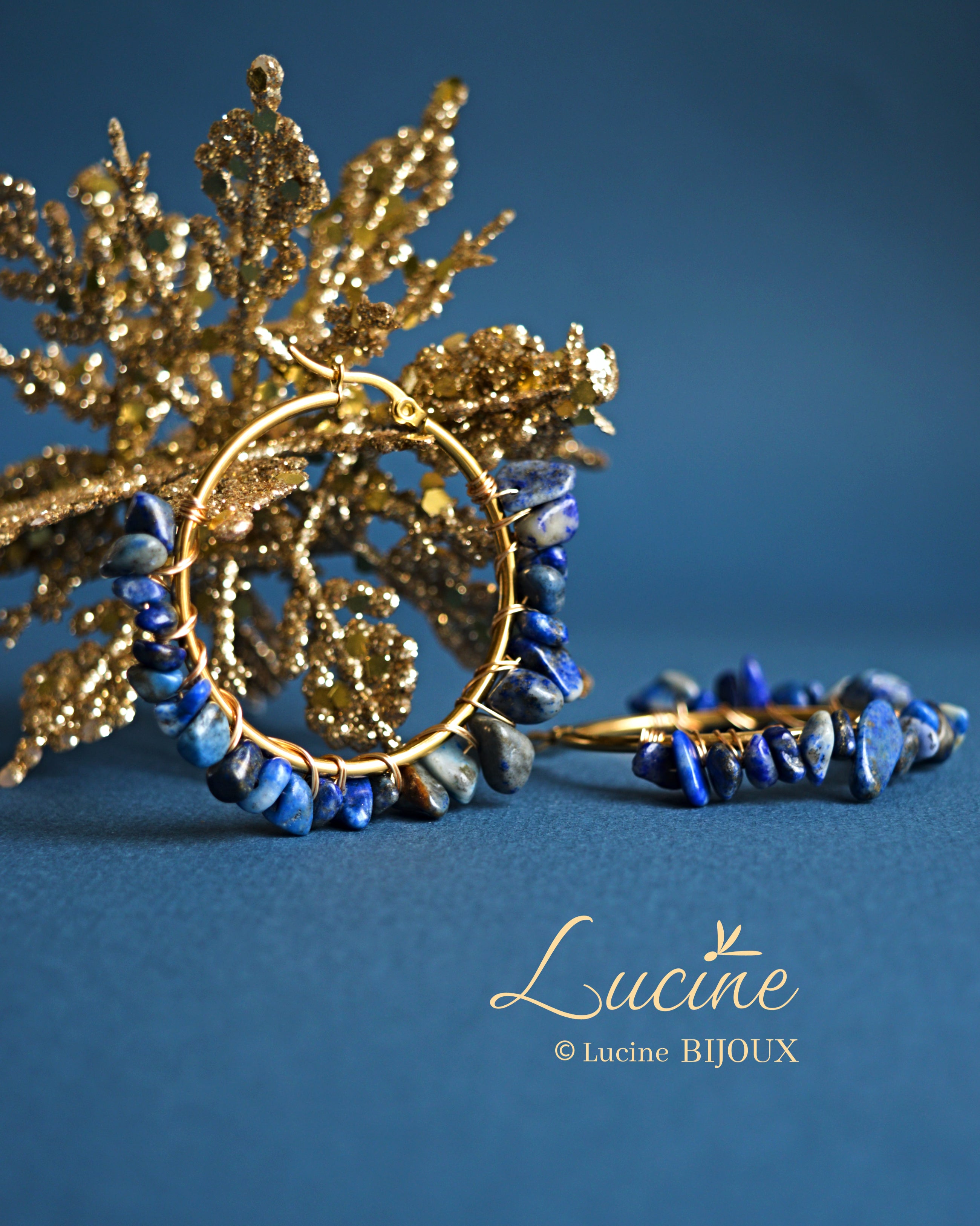 Boucles d’oreilles Aude bleues