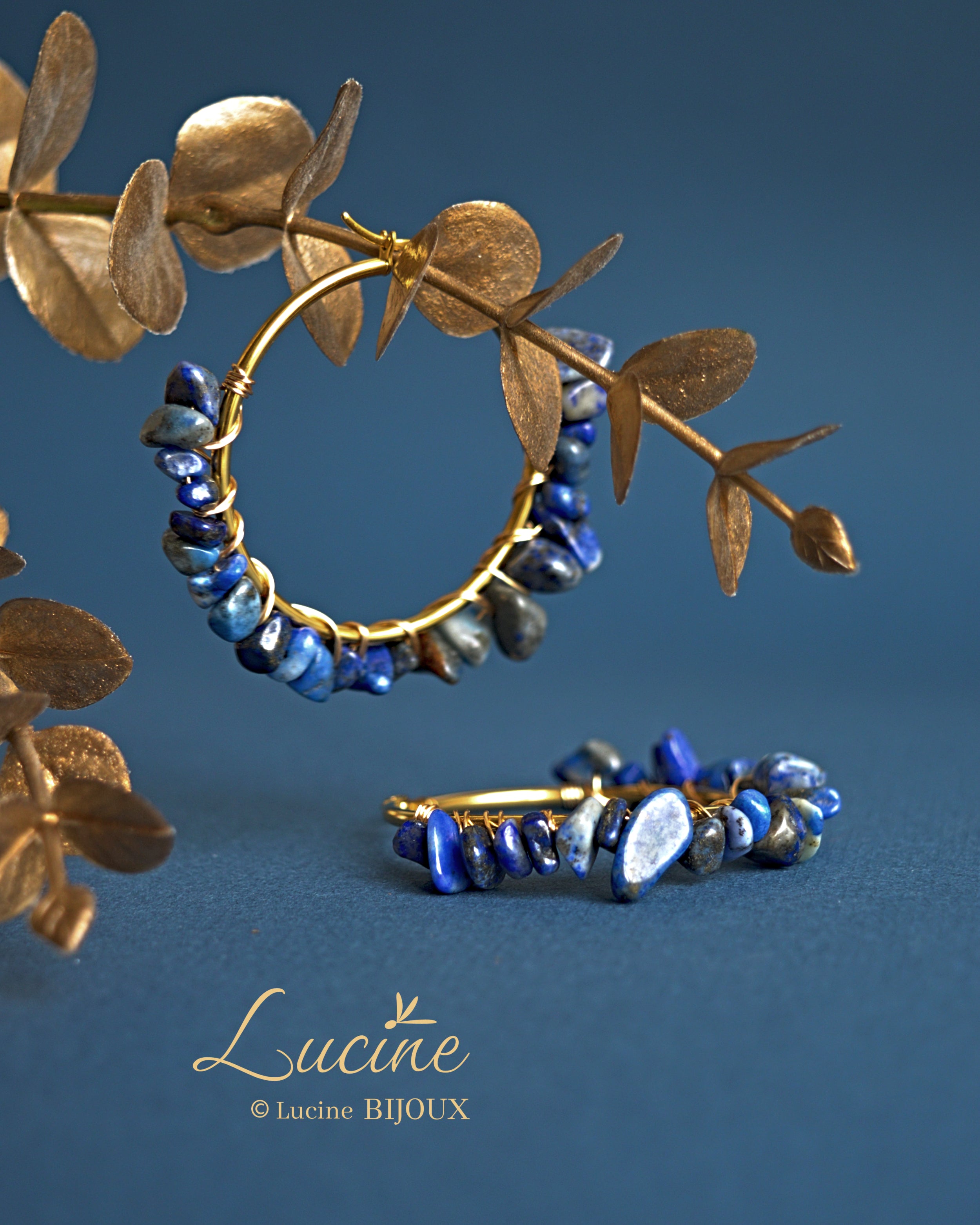 Boucles d’oreilles Aude bleues