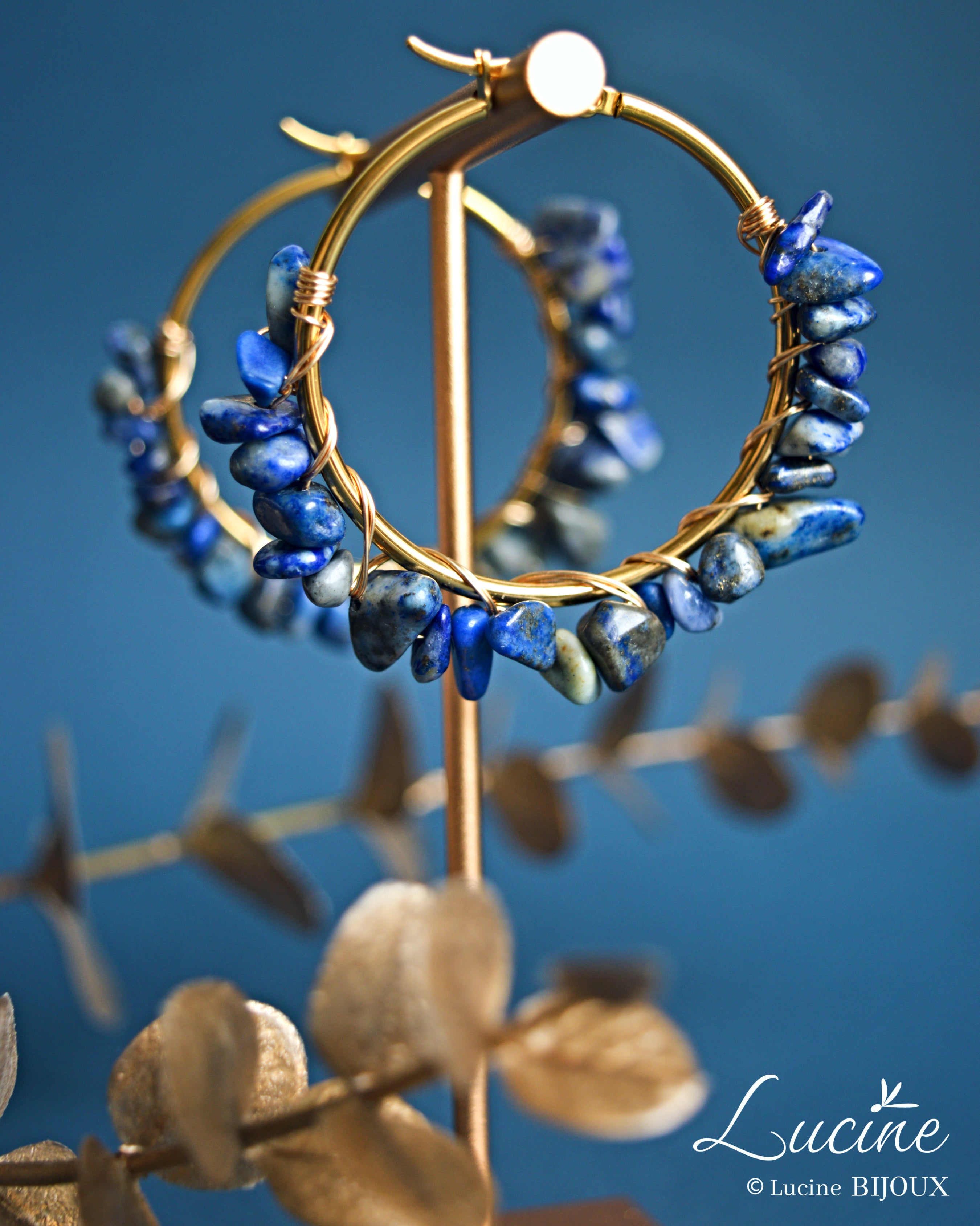 Boucles d’oreilles Aude bleues