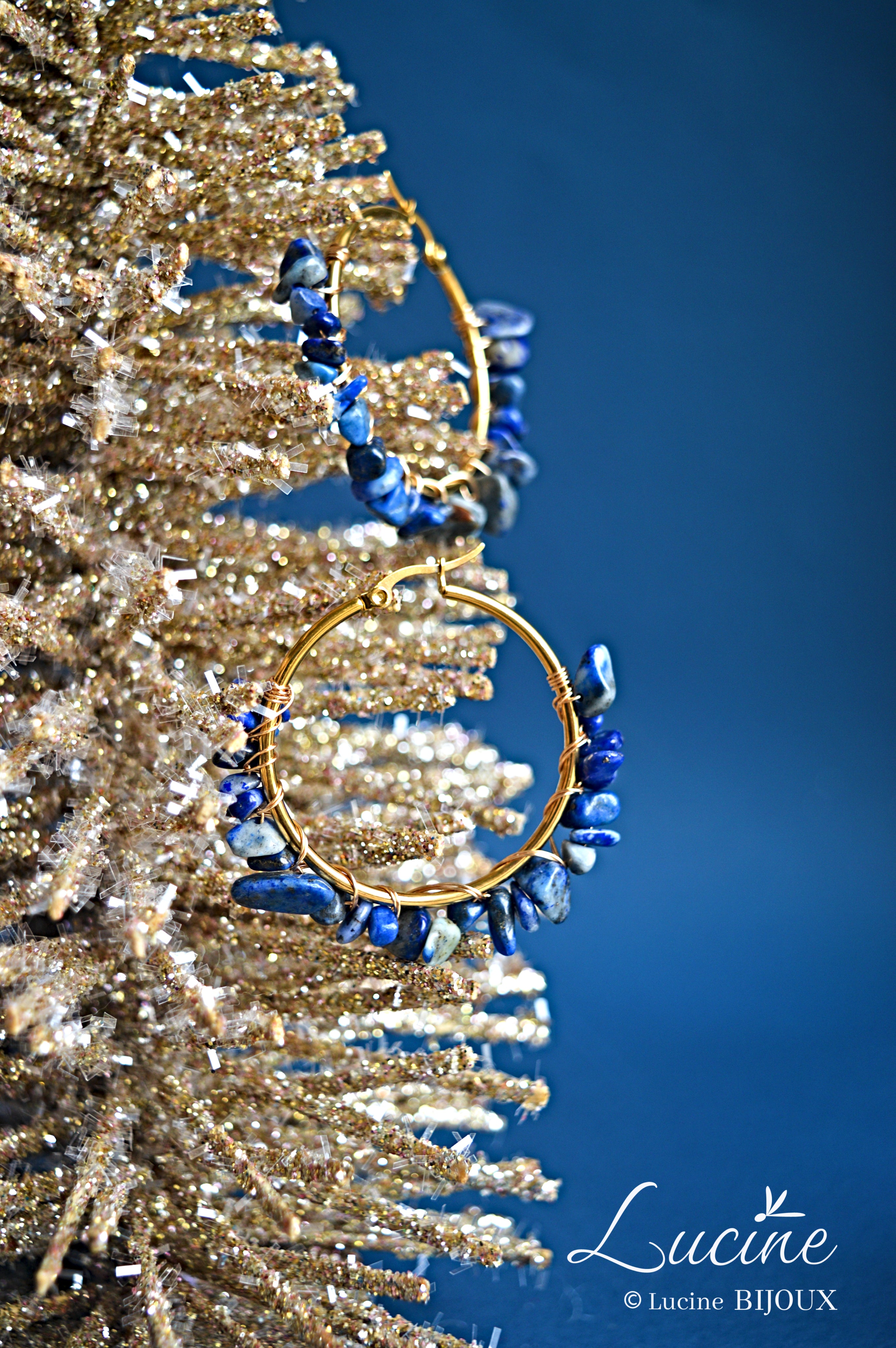 Boucles d’oreilles Aude bleues