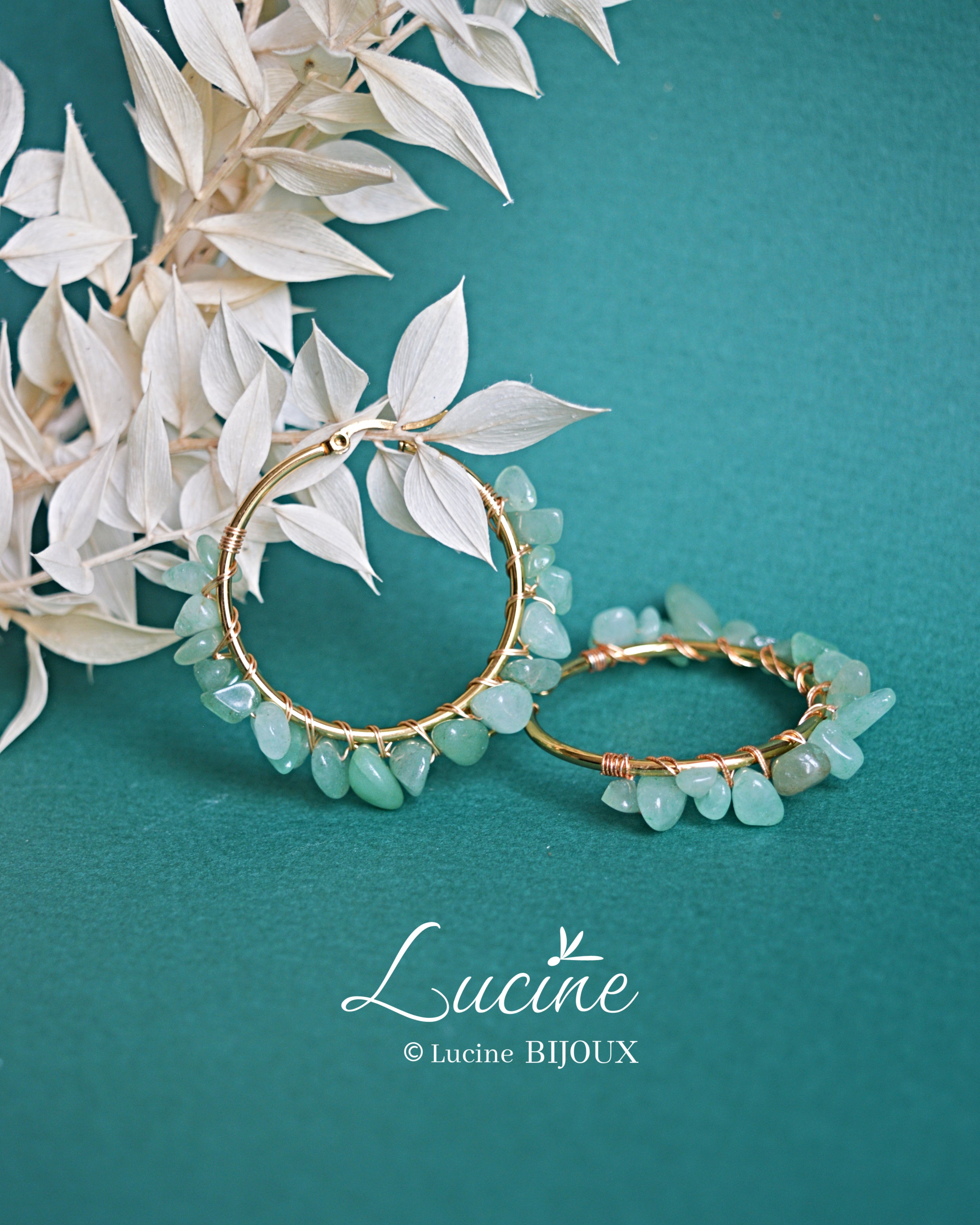 Boucles d’oreilles Aude vertes