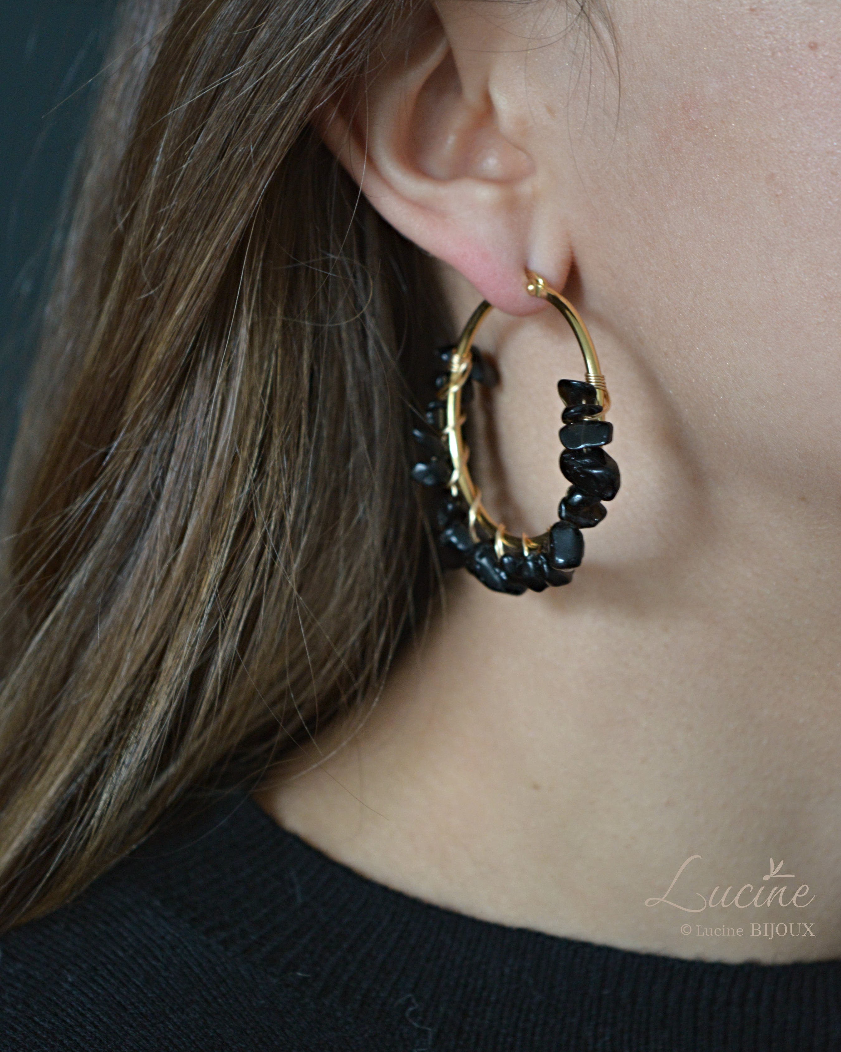 Boucles d’oreilles Aude noires