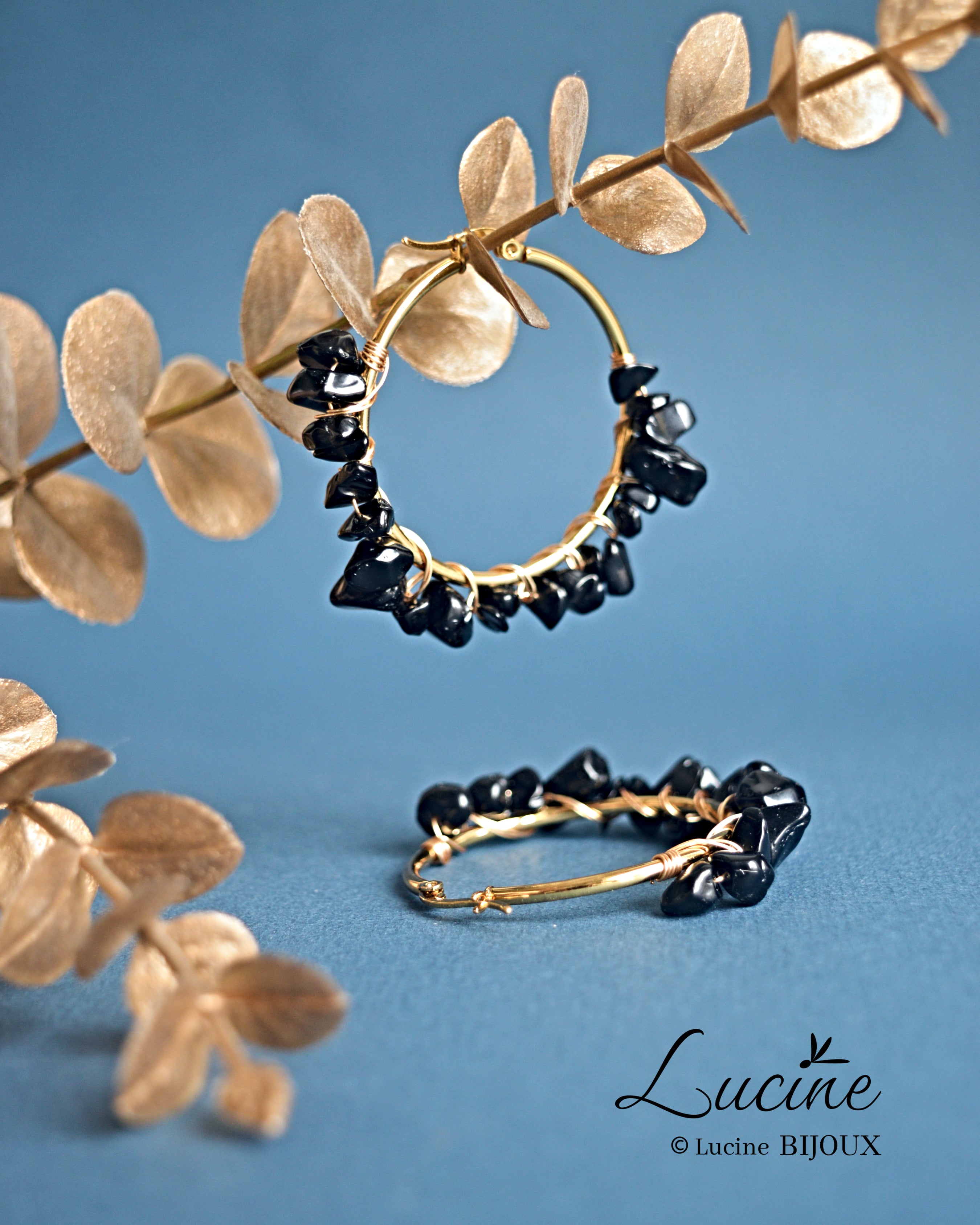 Boucles d’oreilles Aude noires