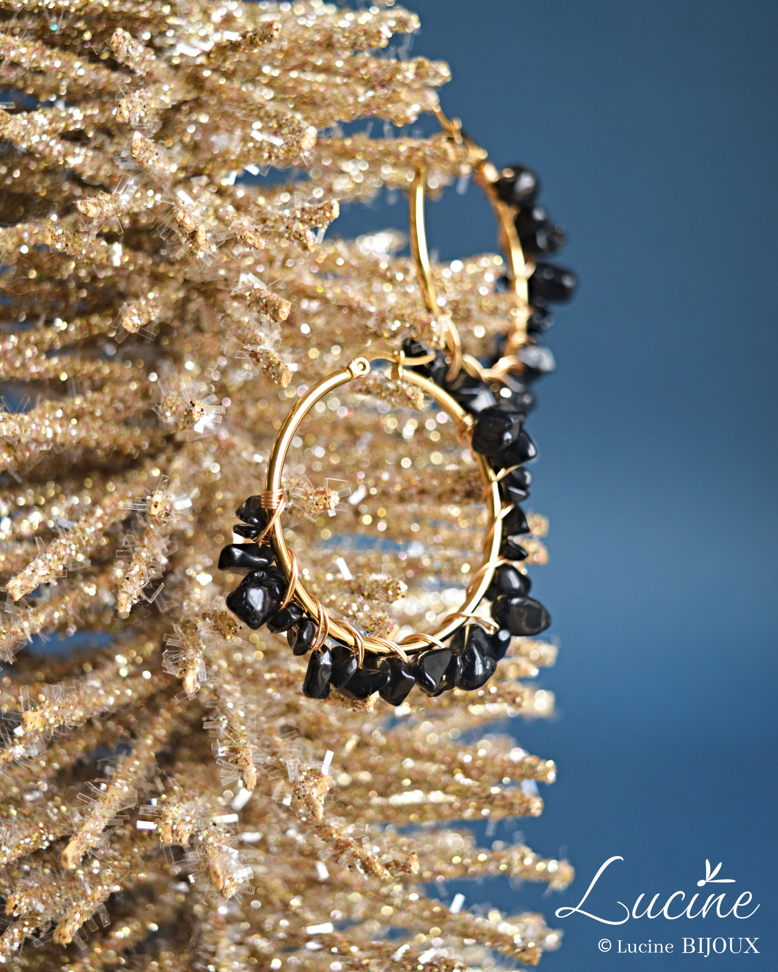 Boucles d’oreilles Aude noires