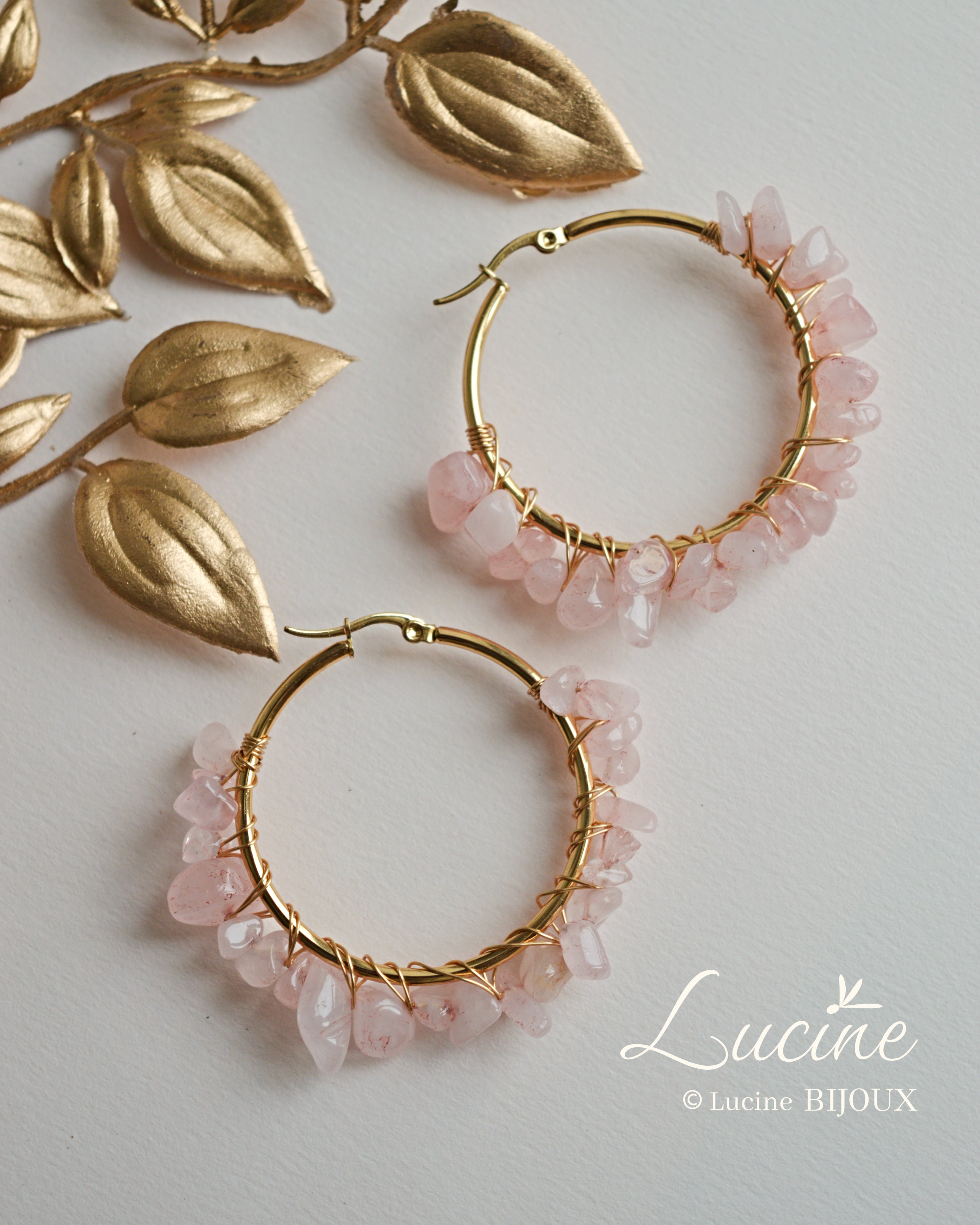 Boucles d’oreilles Aude roses