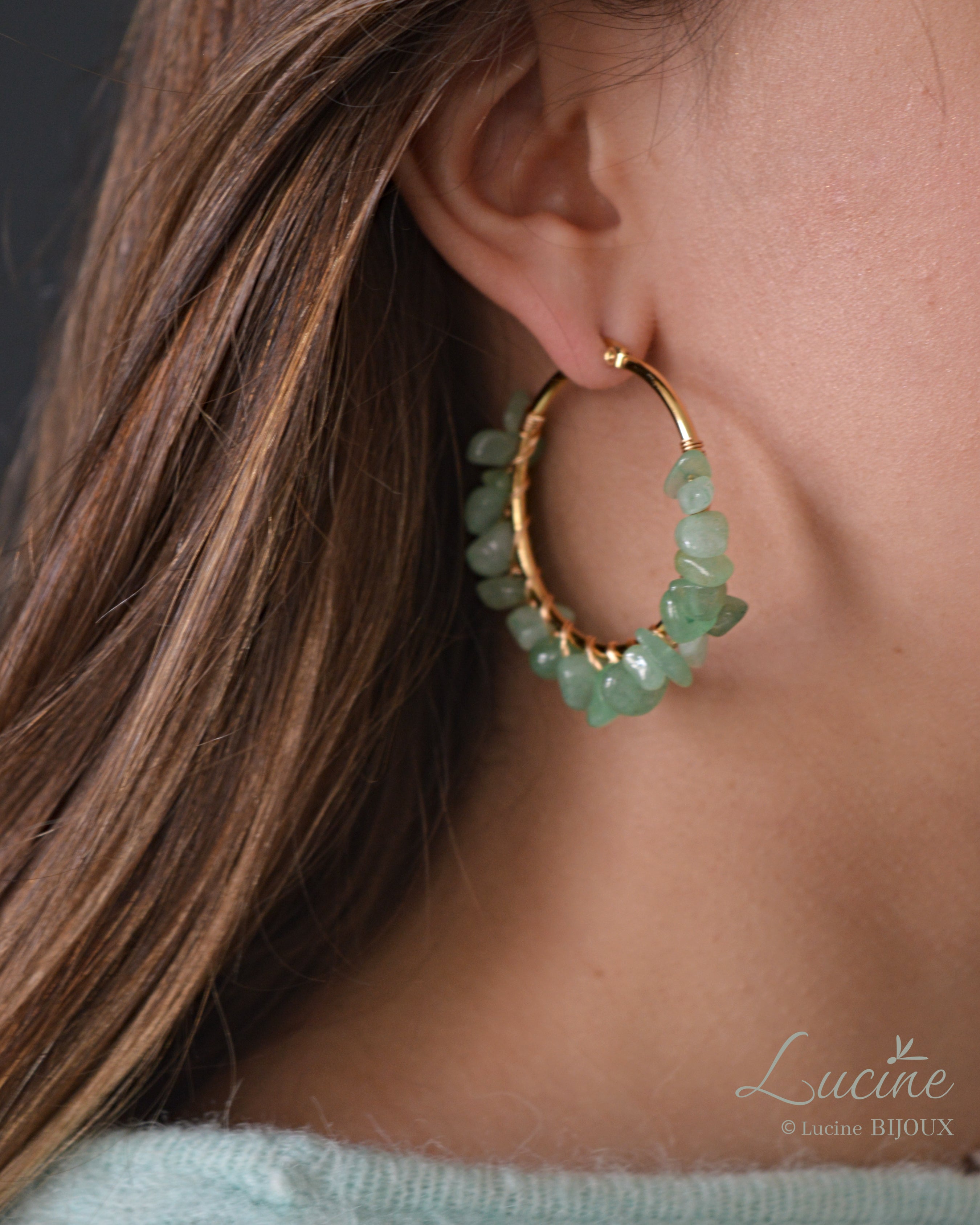 Boucles d’oreilles Aude vertes