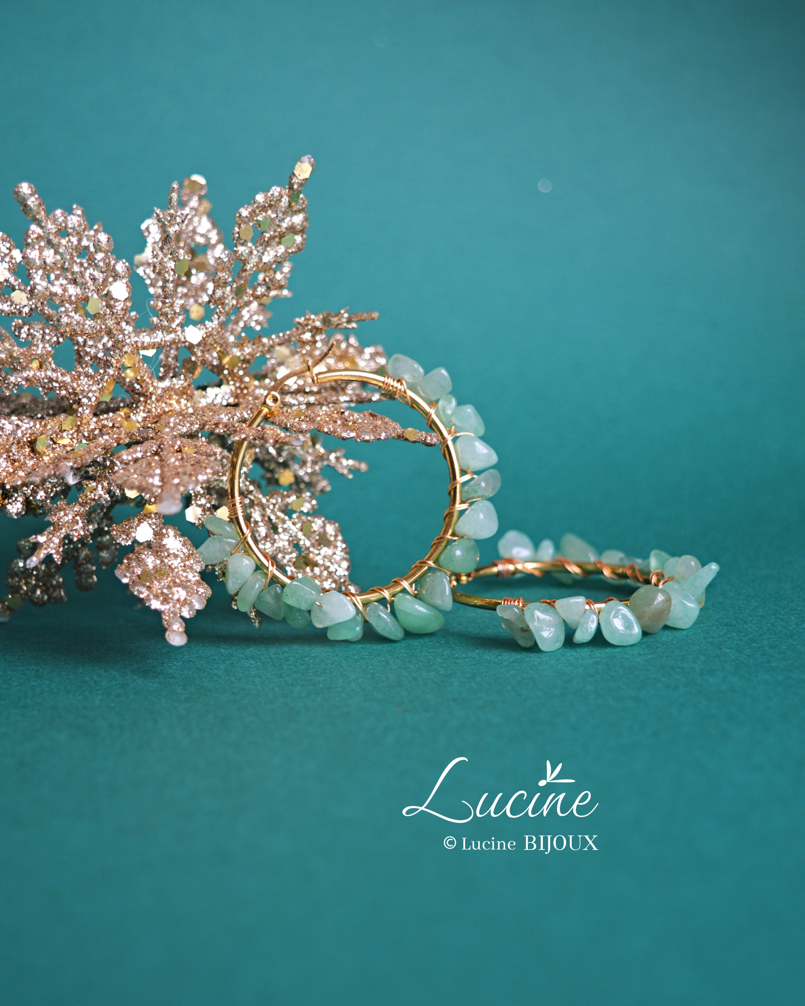 Boucles d’oreilles Aude vertes