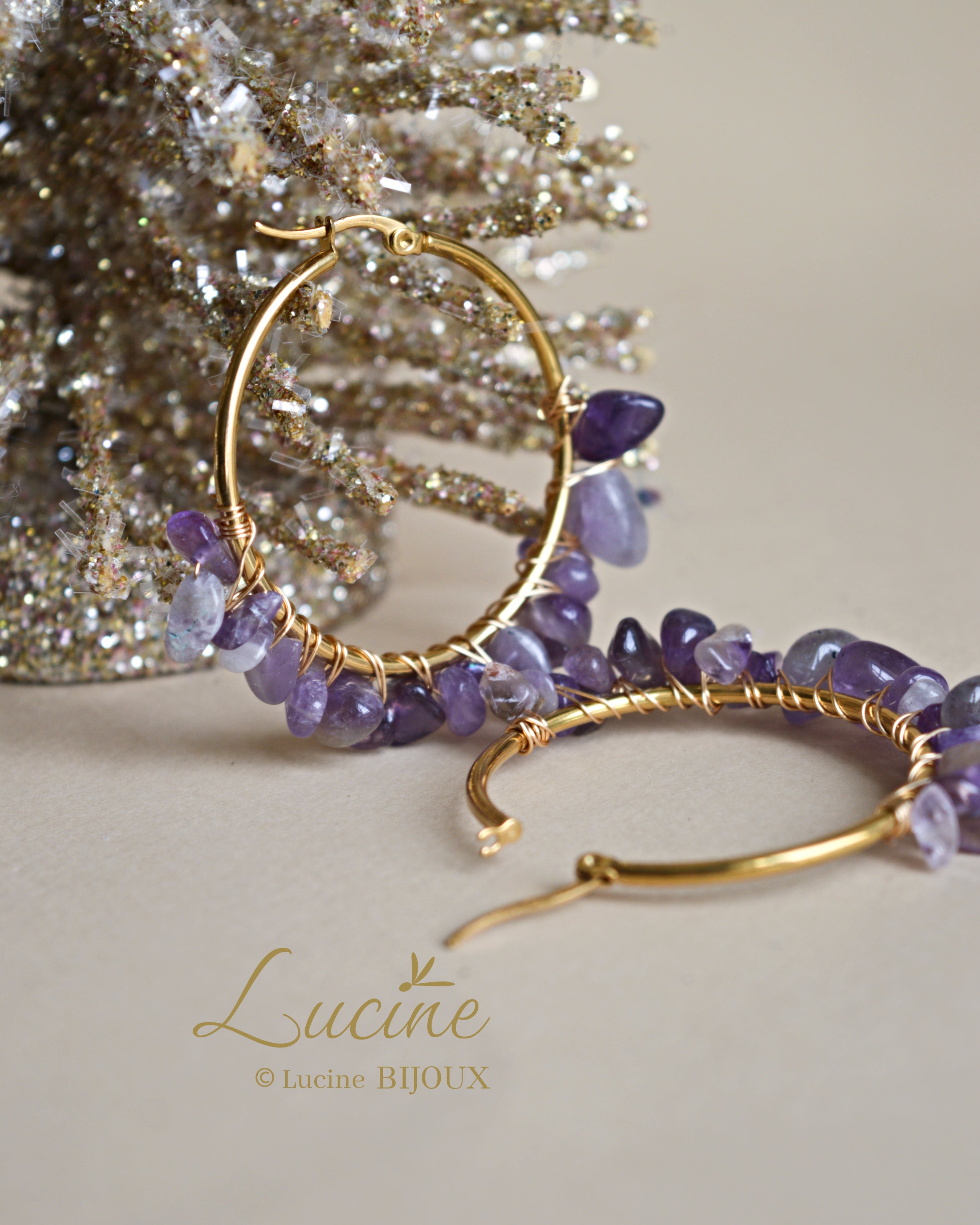 Boucles d’oreilles Aude violettes