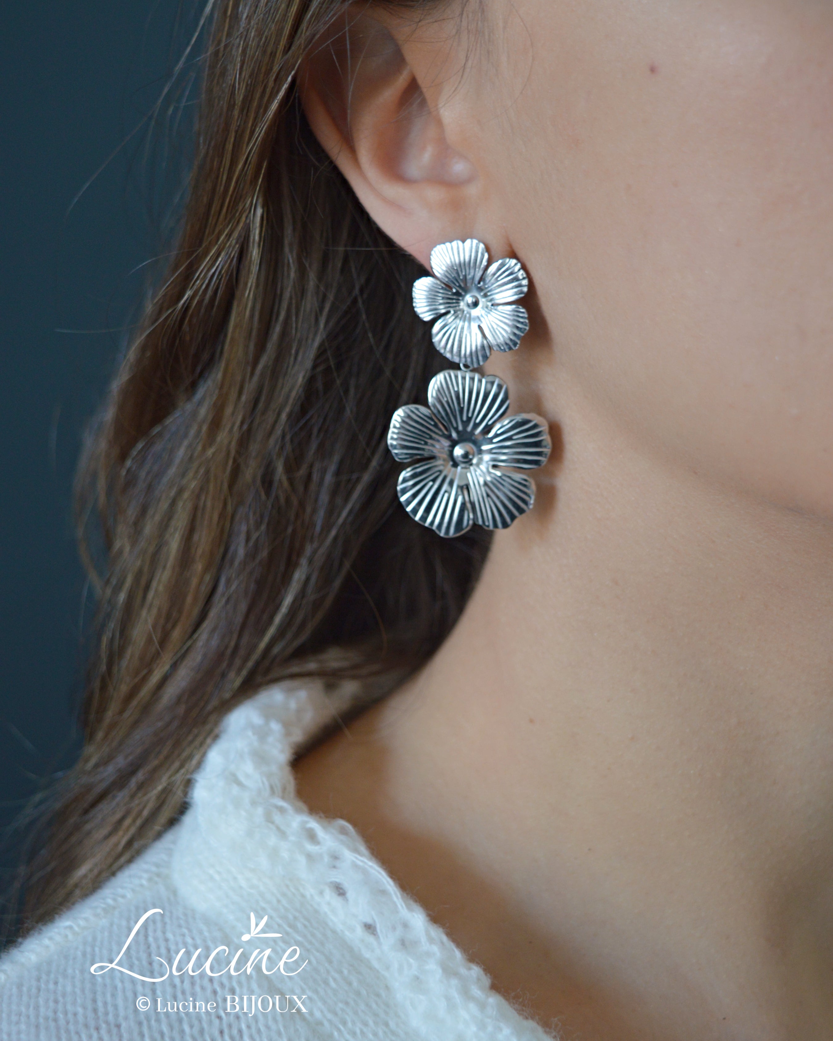 Boucles d’oreilles Philomène argentées