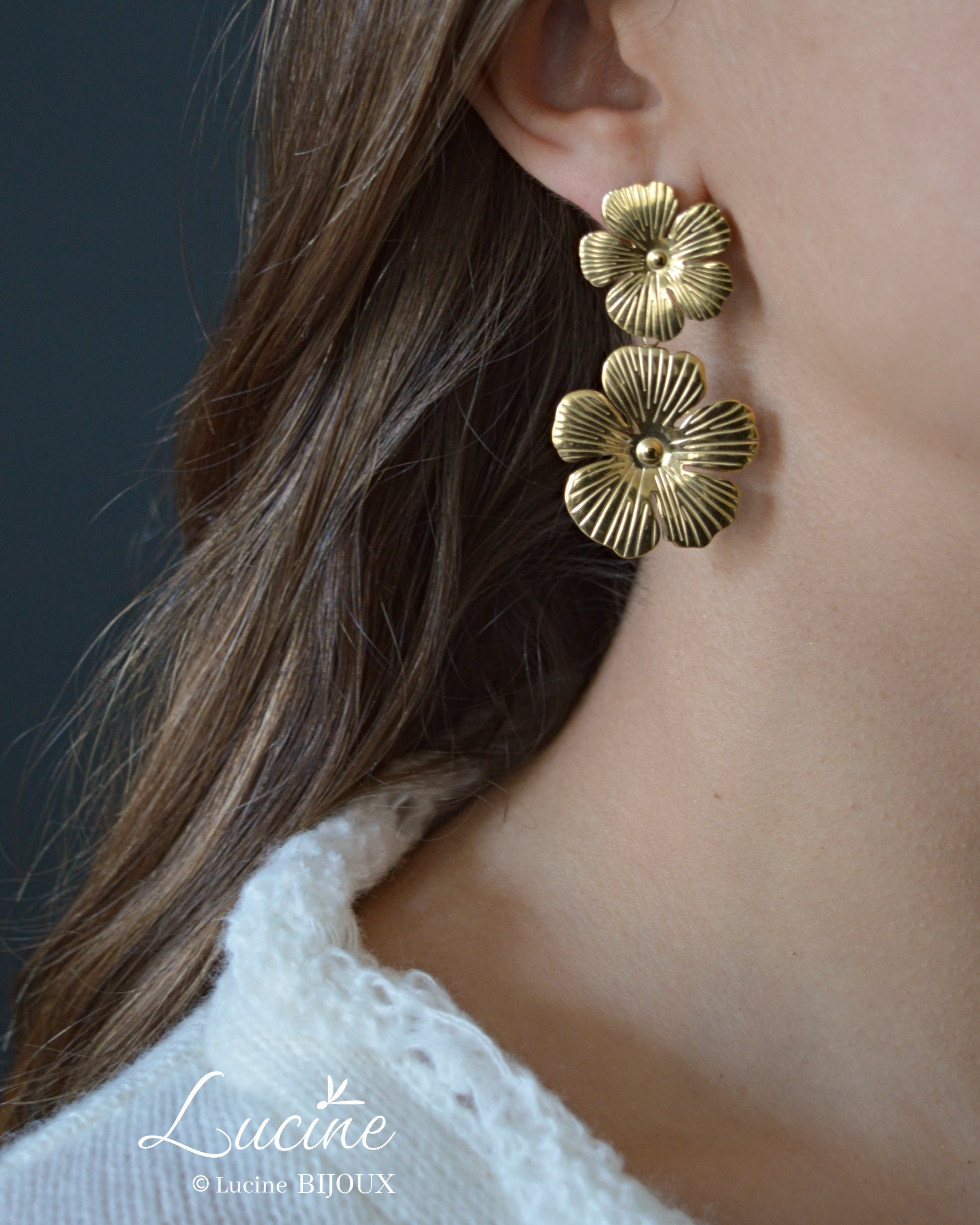 Boucles d’oreilles Philomène dorées