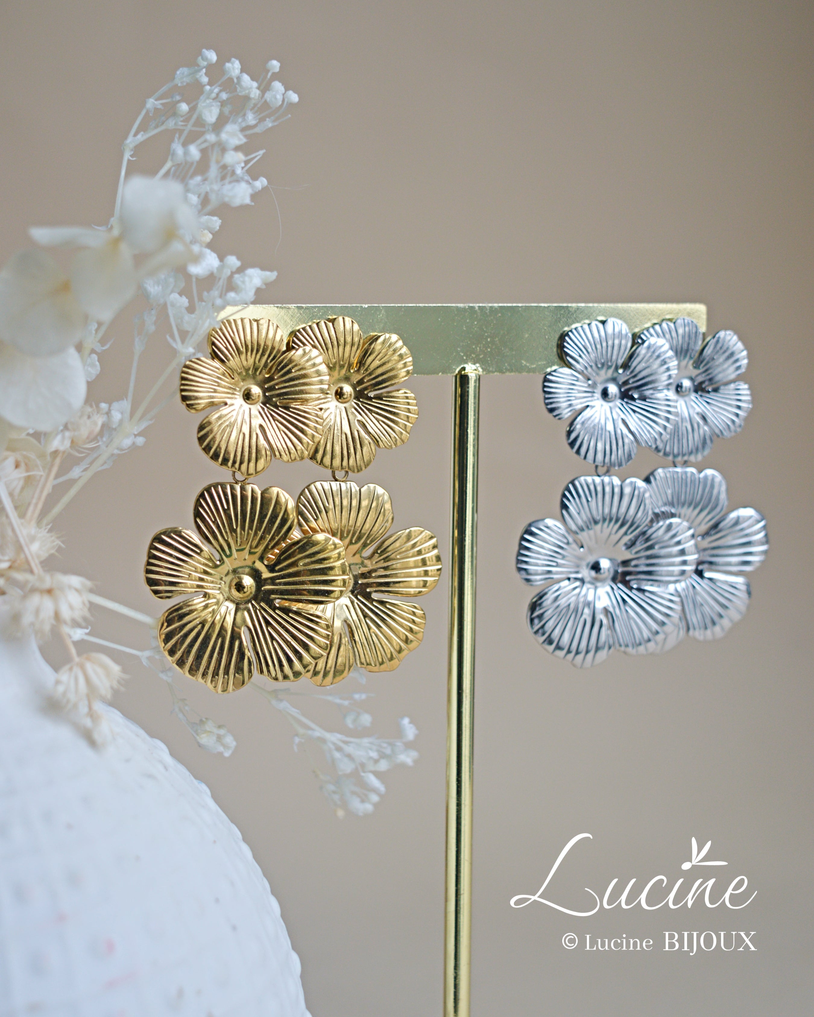 Boucles d’oreilles Philomène dorées