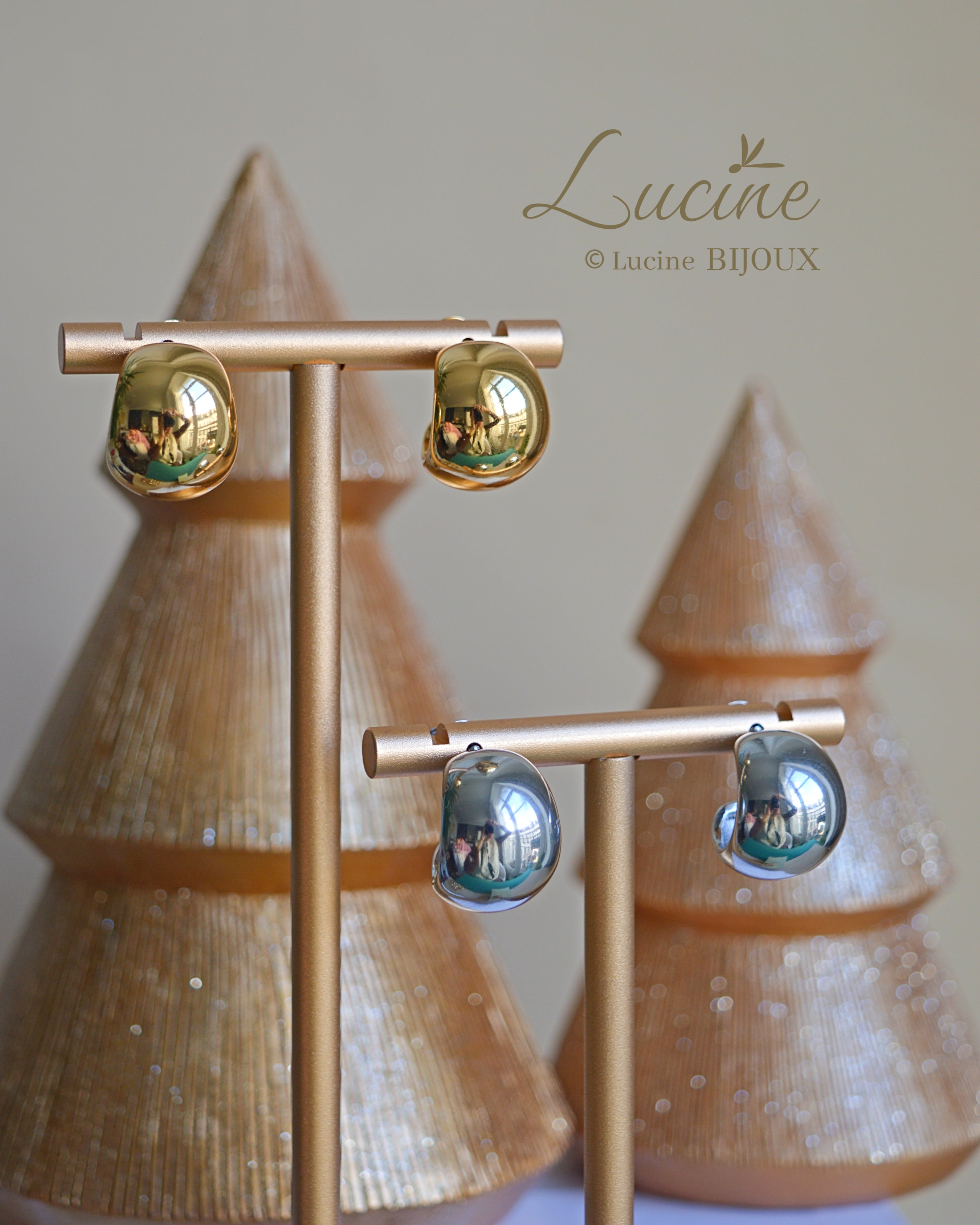 Boucles d’oreilles Noël dorées