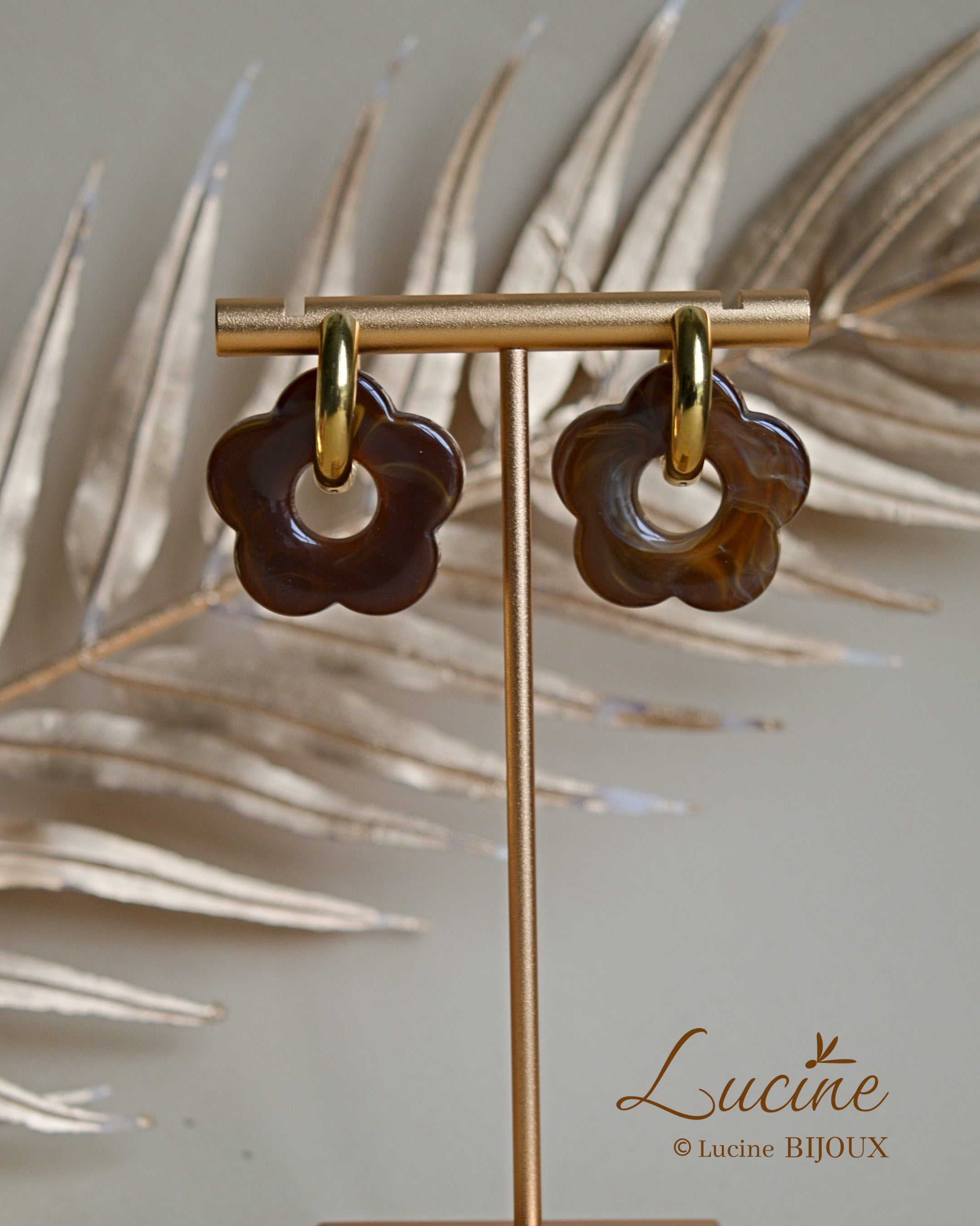 Boucles d'oreilles Constance - marron