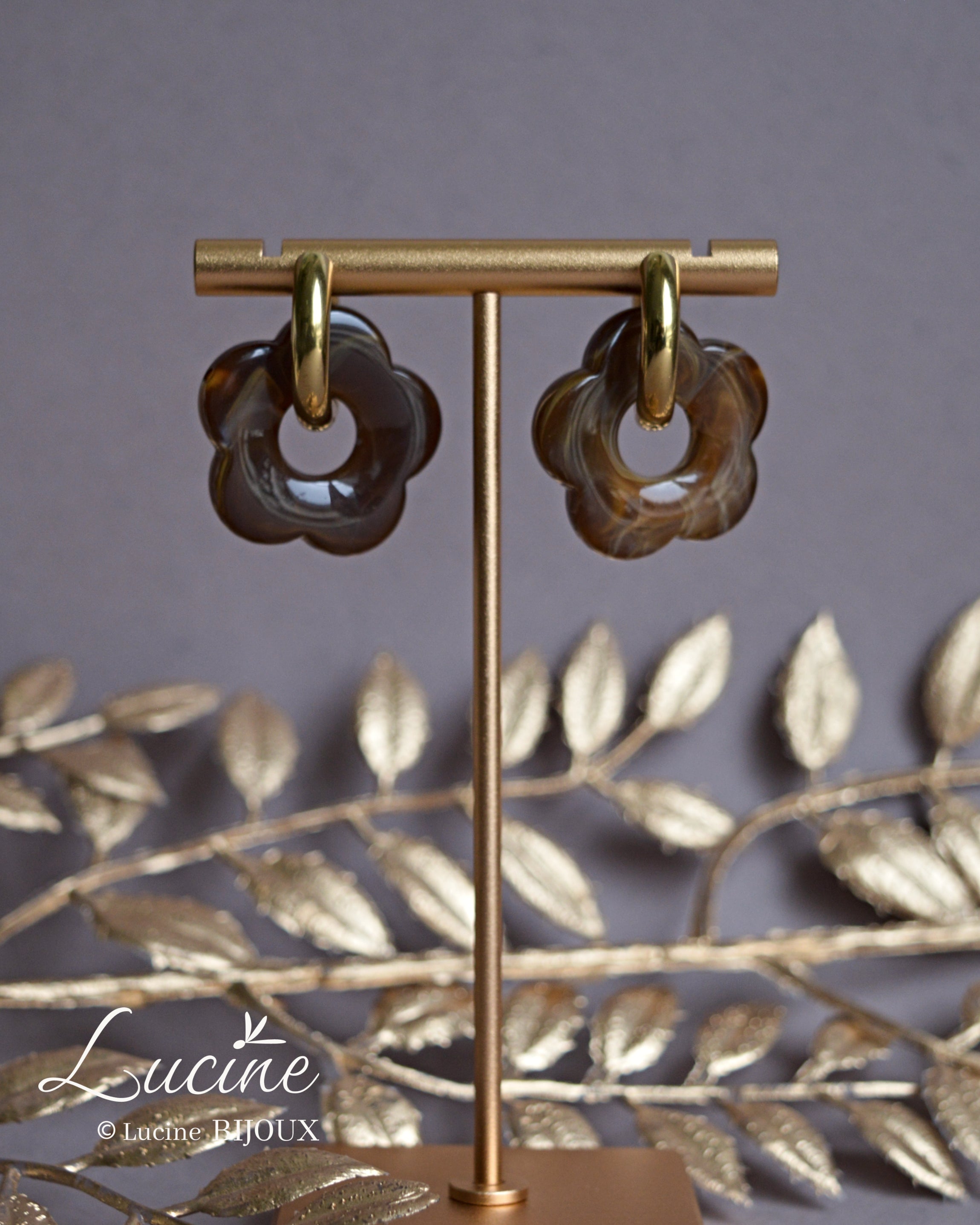 Boucles d'oreilles Constance - marron