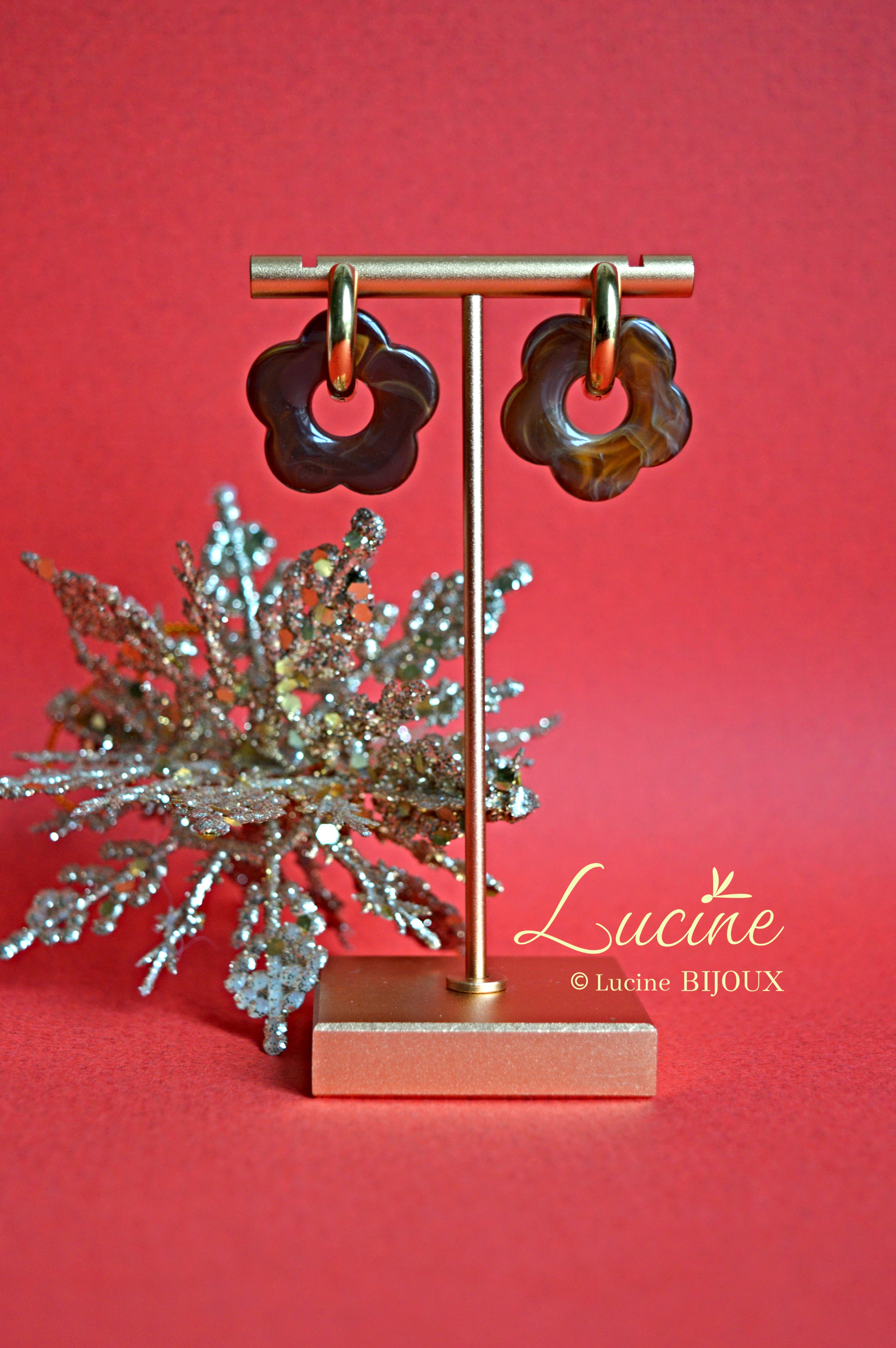 Boucles d'oreilles Constance - marron