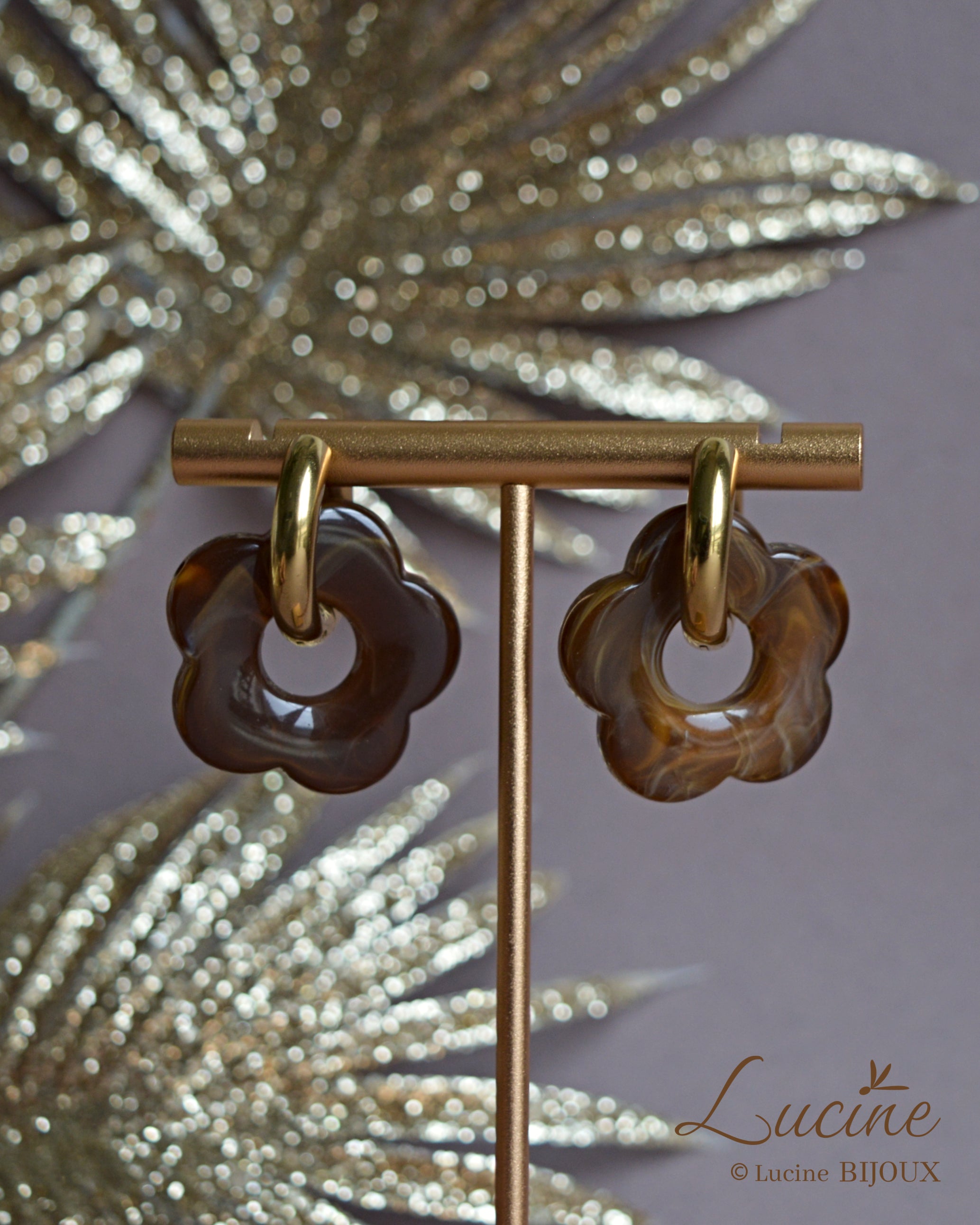 Boucles d'oreilles Constance - marron