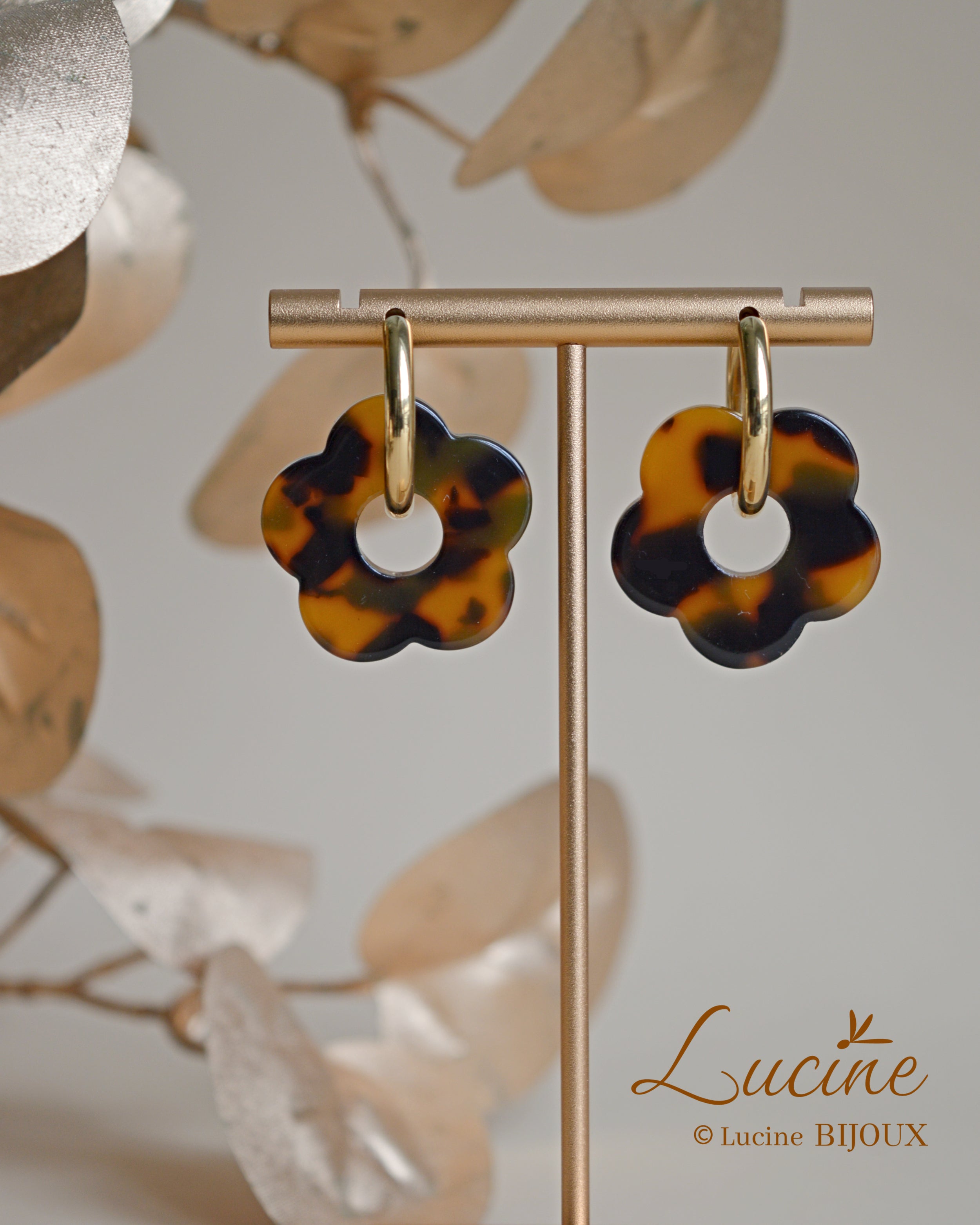 Boucles d'oreilles Constance - écailles de tortue
