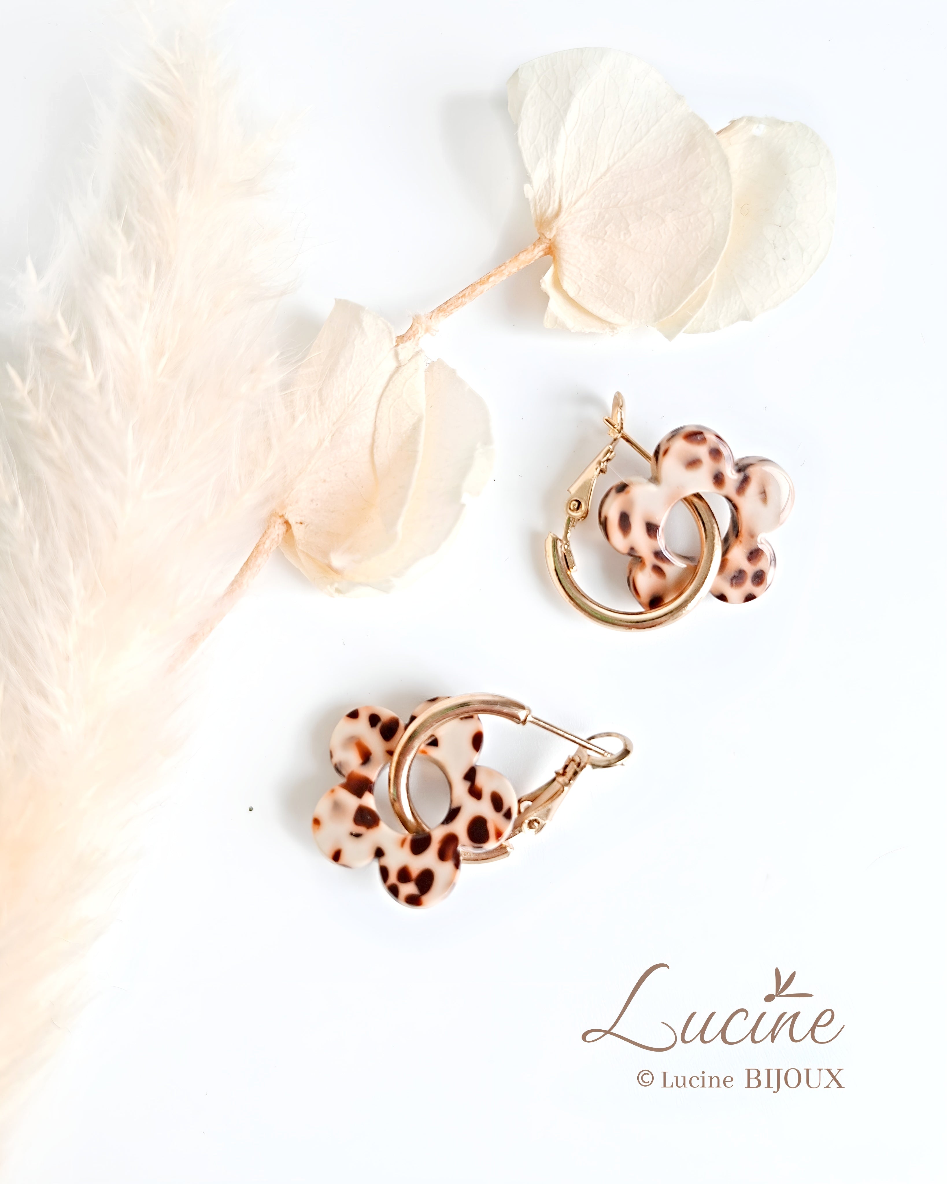 Boucles d'oreilles Constance mini - léopard beige