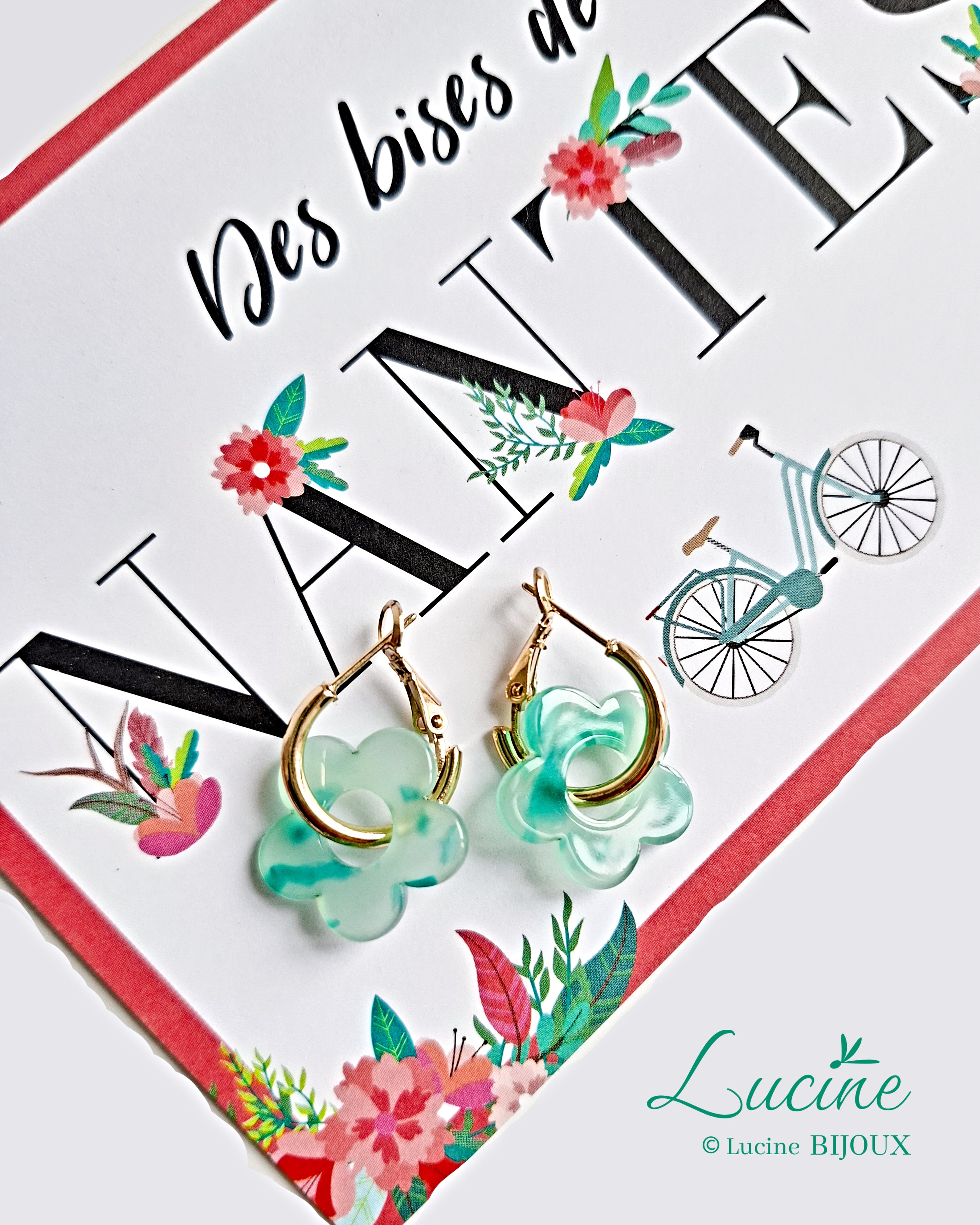 Boucles d'oreilles Constance mini translucides - vertes