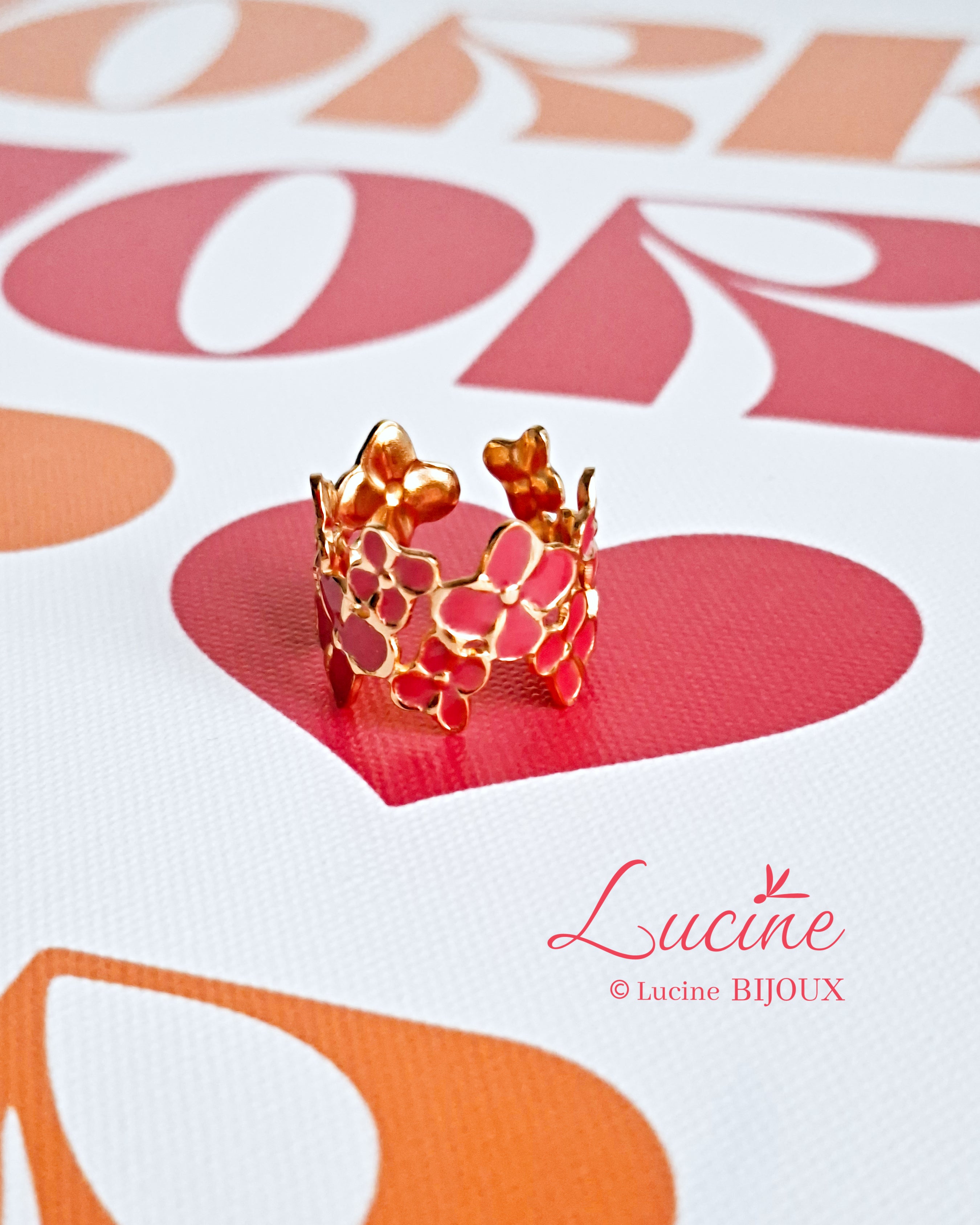 Bague Caroline rose fuchsia