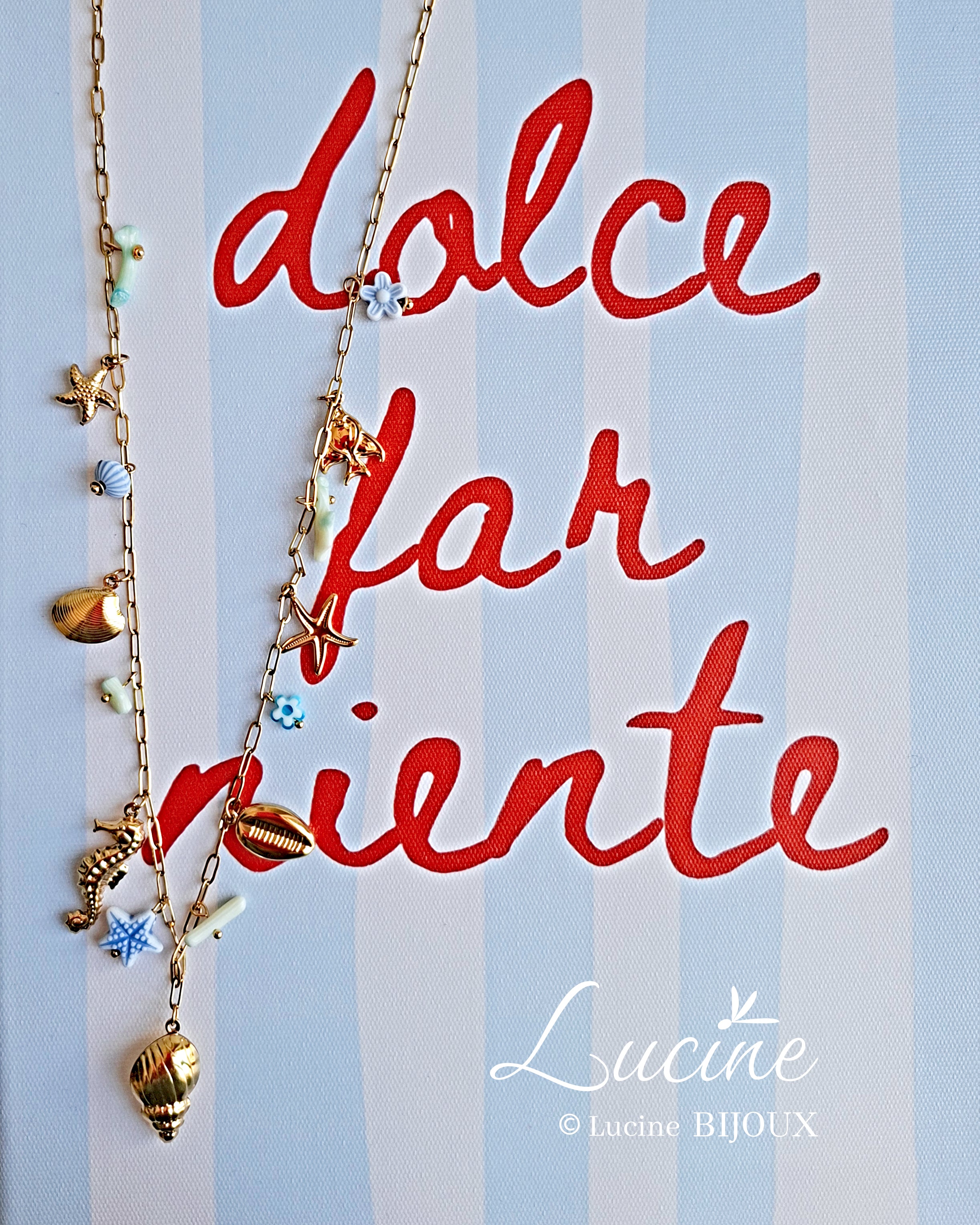 Collier breloques Jude bleu