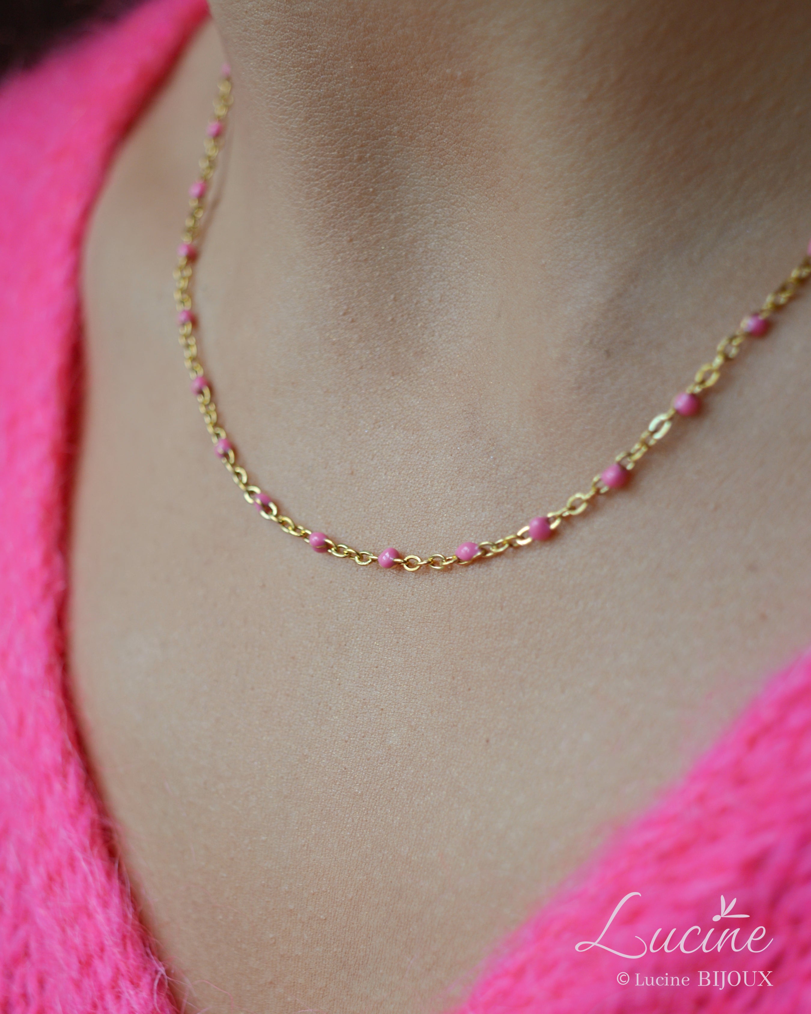 Collier Nolwenn rose fuchsia